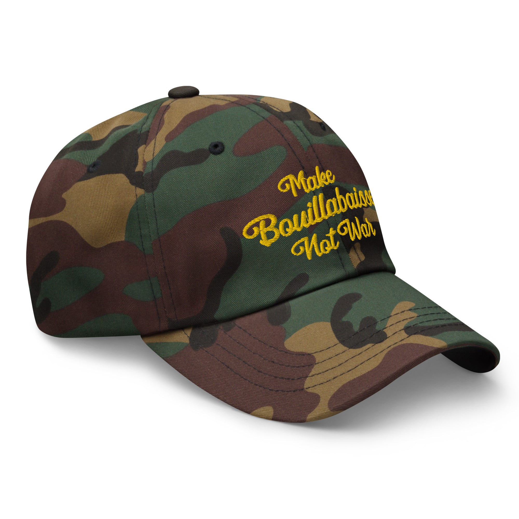 Casquette de Baseball camouflage Make Bouillabaisse Not War