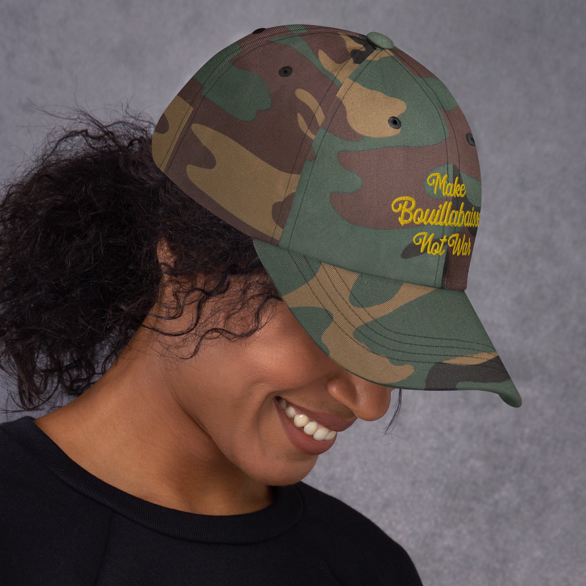 Casquette de Baseball camouflage Make Bouillabaisse Not War