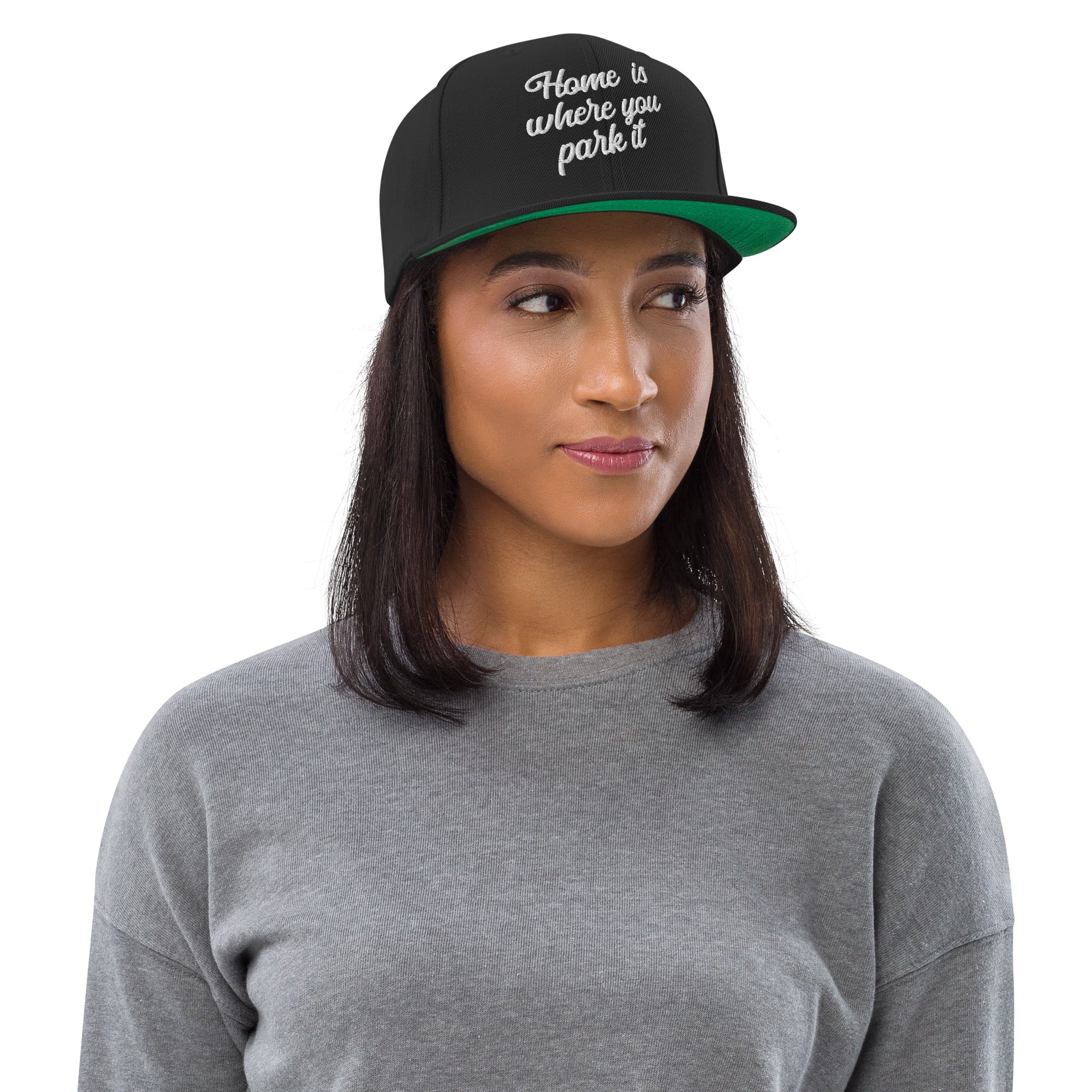 Snapback Wool Blend Cap Home is where you park it