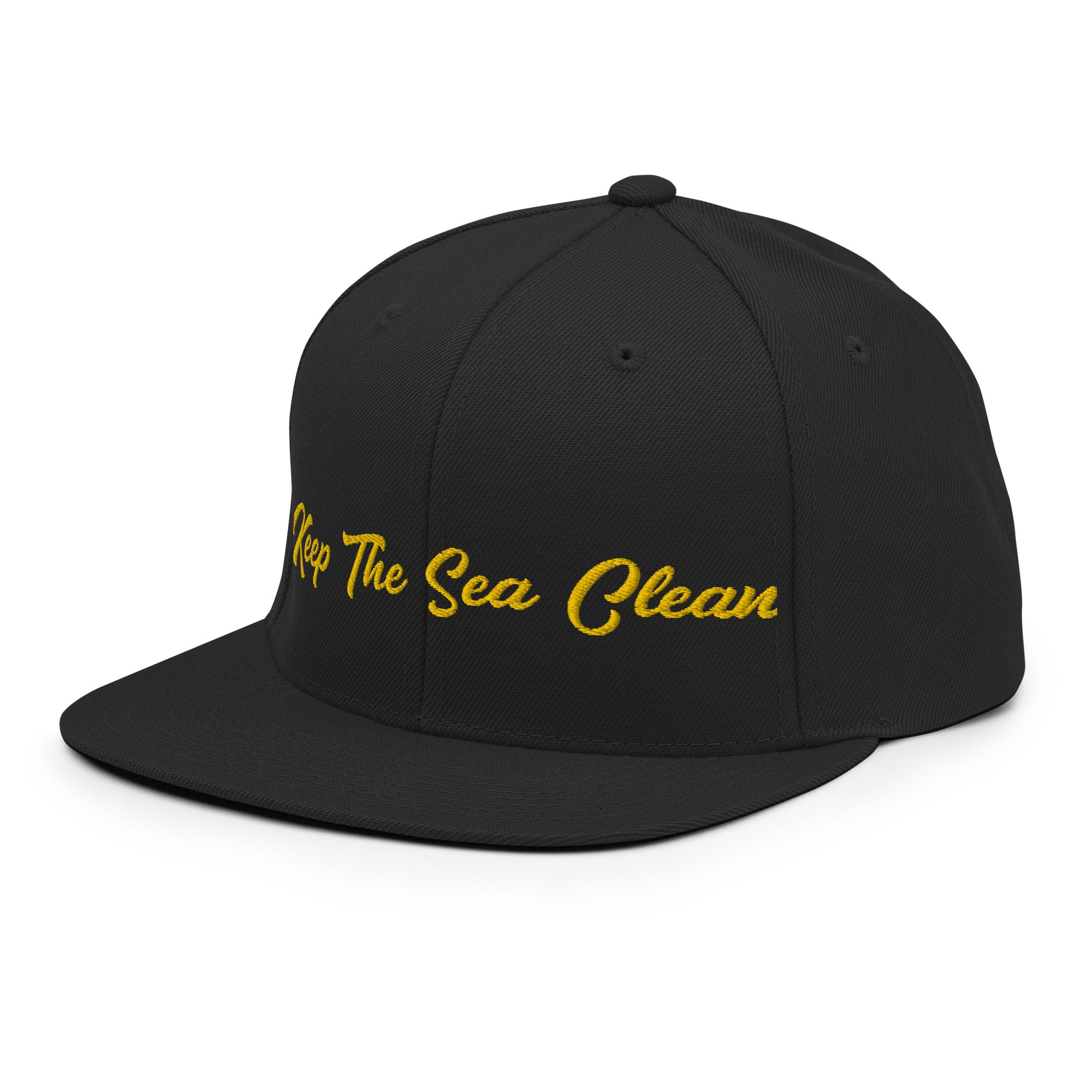 Snapback Wool Blend Cap Keep The Sea Clean Gold