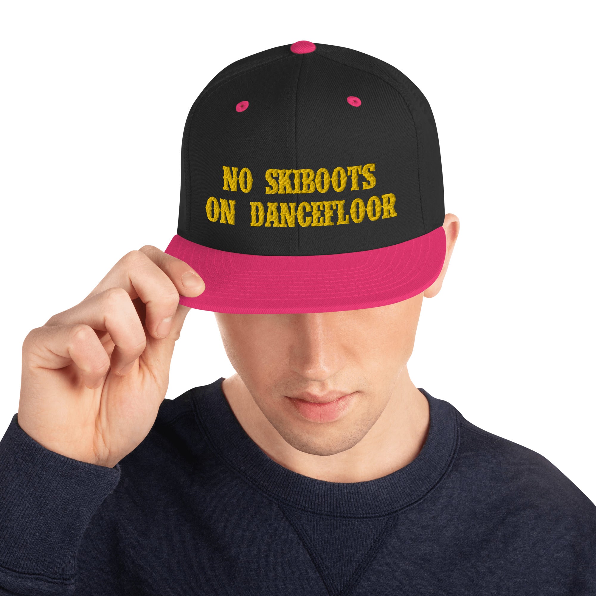 Two-Tone Snapback Wool Blend Cap No Skiboots on Dancefloor Gold