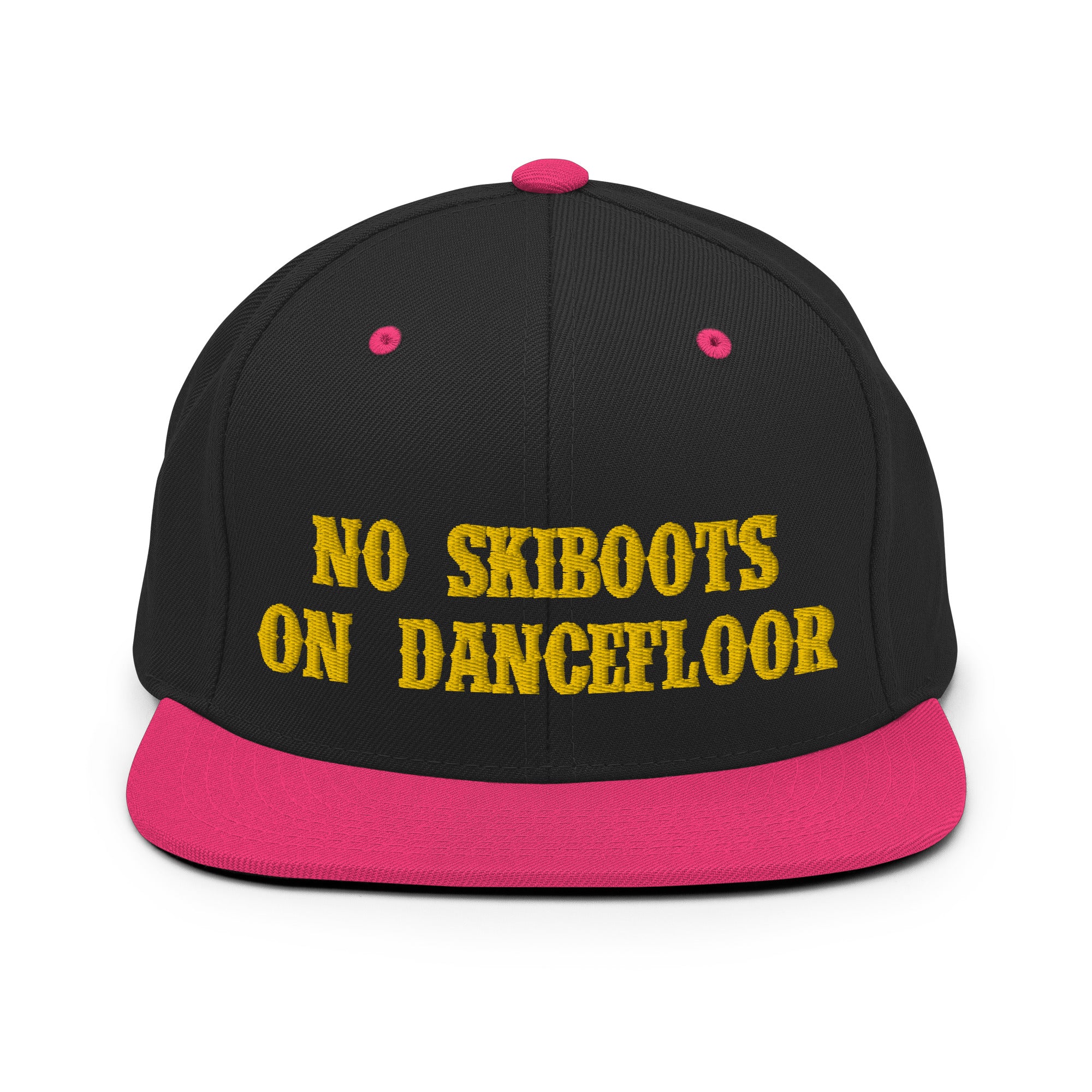 Two-Tone Snapback Wool Blend Cap No Skiboots on Dancefloor Gold