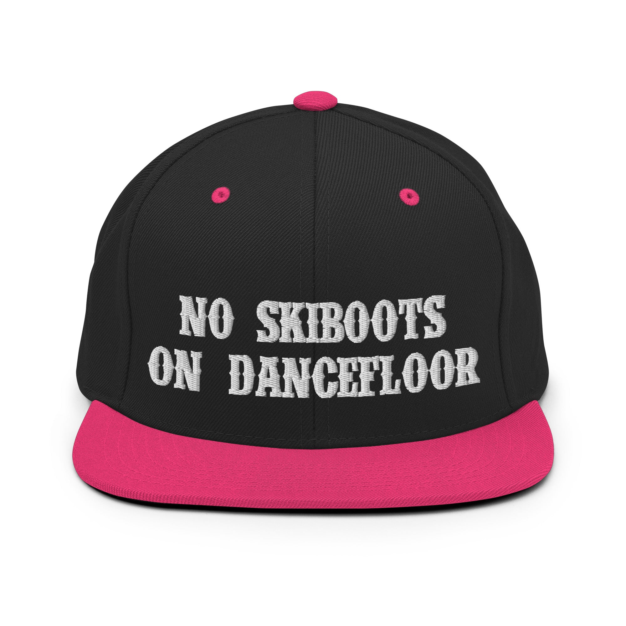 Two-Tone Snapback Wool Blend Cap No Skiboots on Dancefloor White