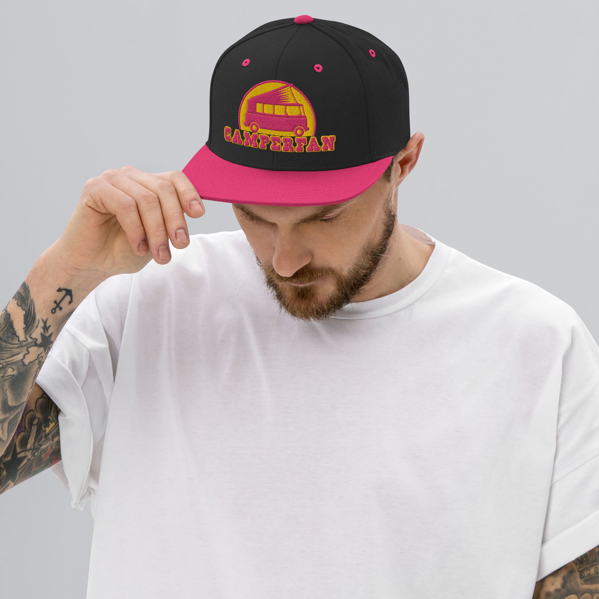 Two-Tone Snapback Wool Blend Cap Camperfan flamingo/yellow