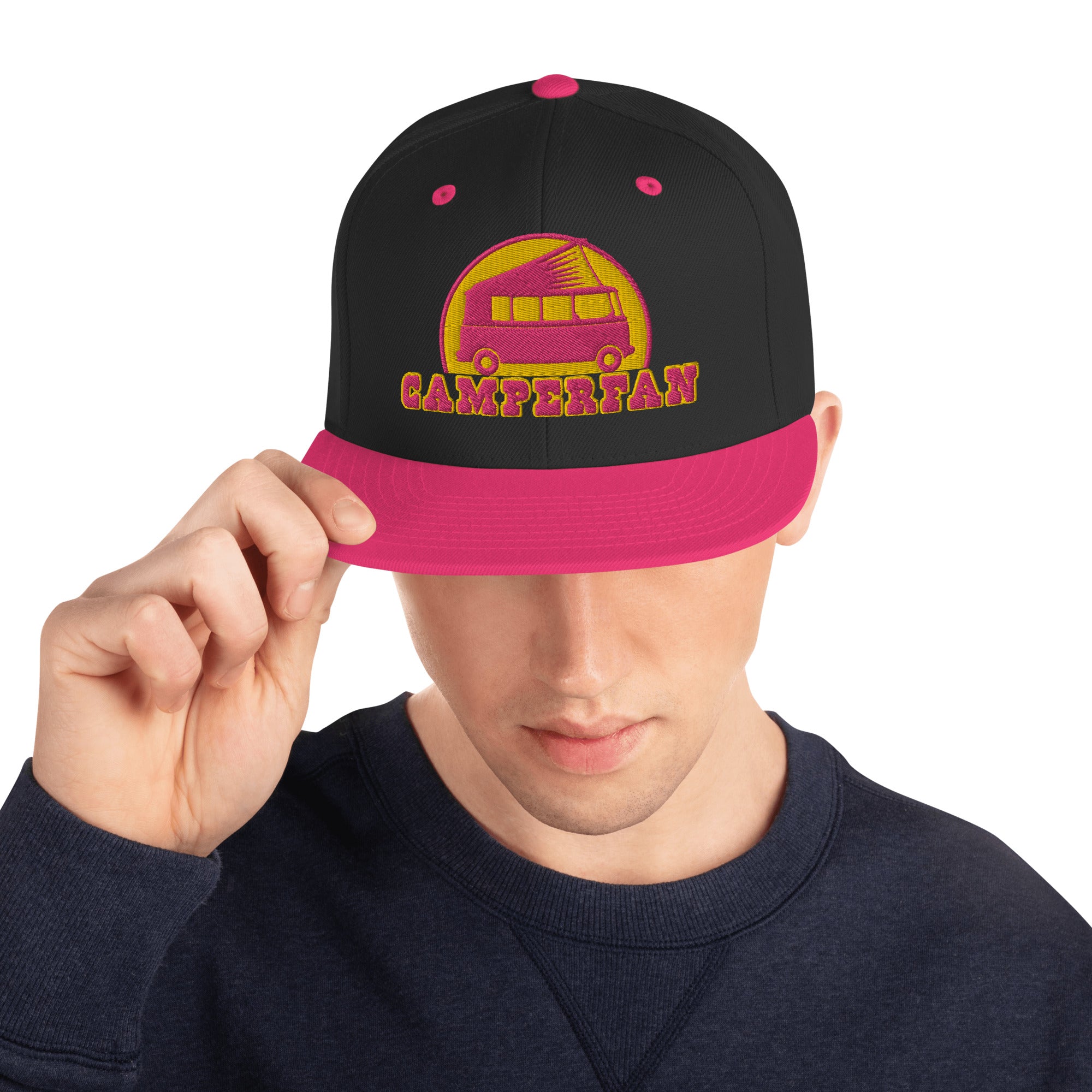 Two-Tone Snapback Wool Blend Cap Camperfan flamingo/yellow