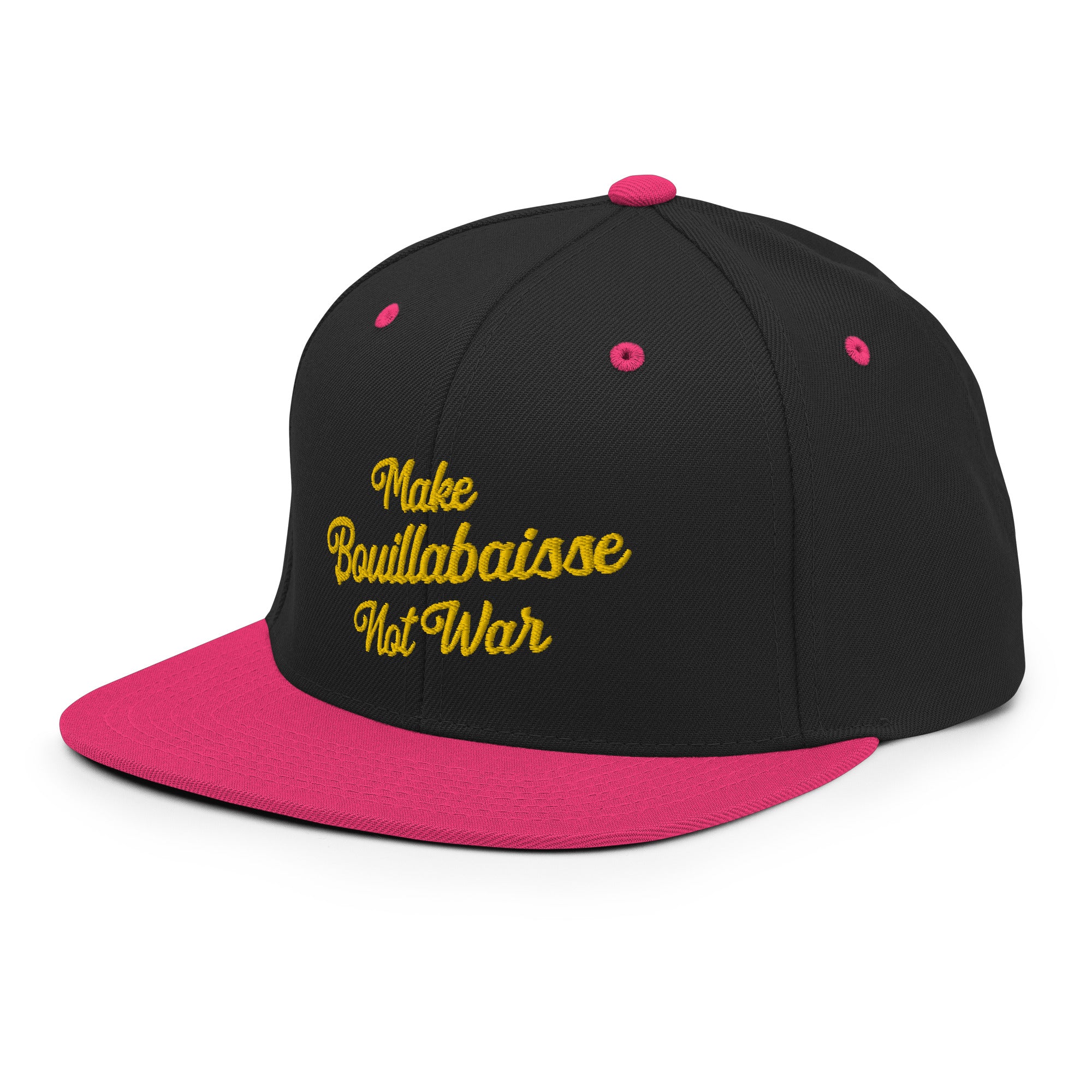 Two-Tone Snapback Wool Blend Cap Make Bouillabaisse Not War