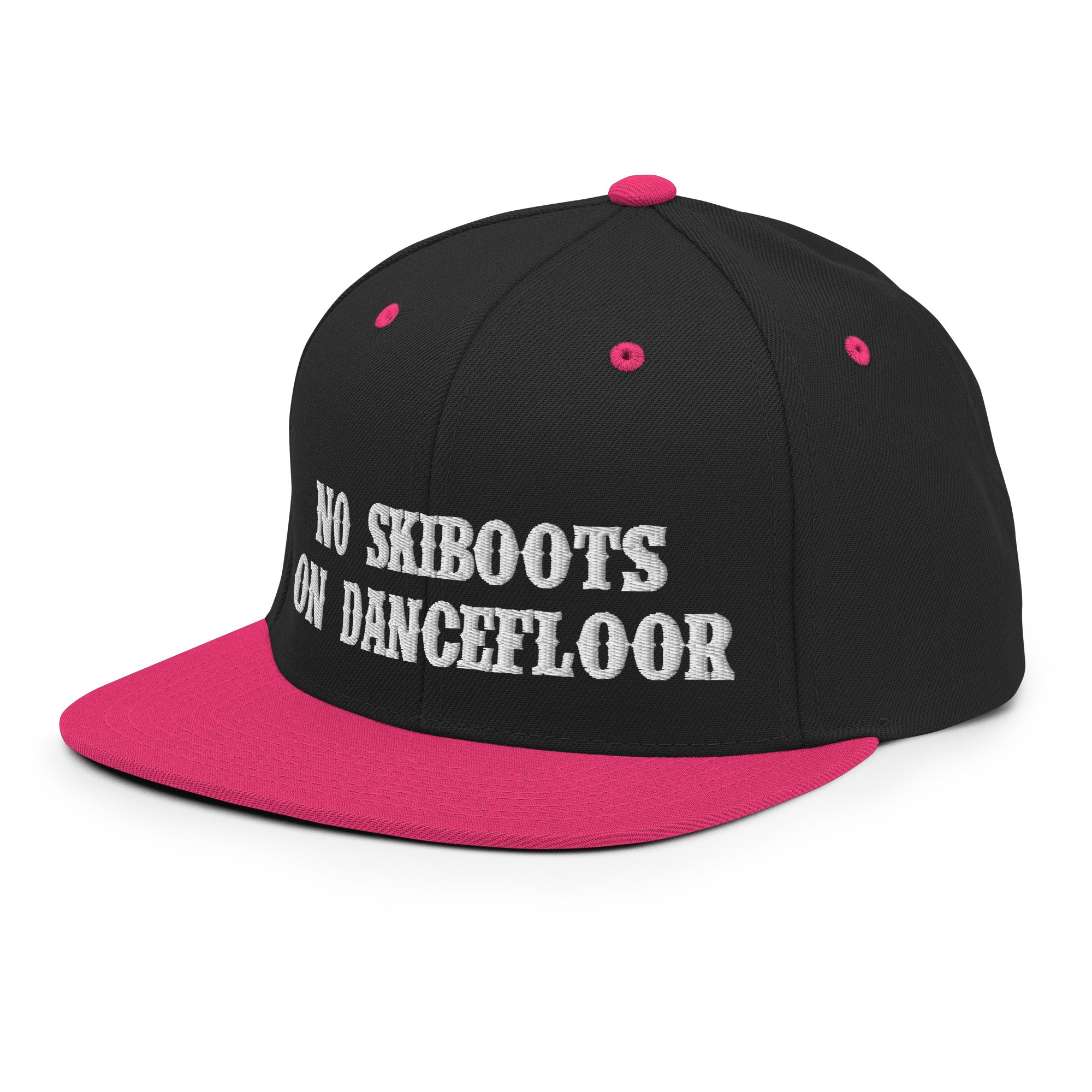 Two-Tone Snapback Wool Blend Cap No Skiboots on Dancefloor White