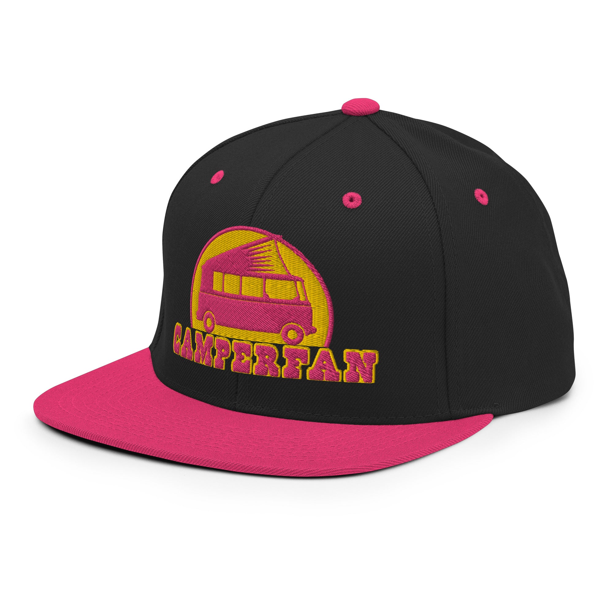 Two-Tone Snapback Wool Blend Cap Camperfan flamingo/yellow