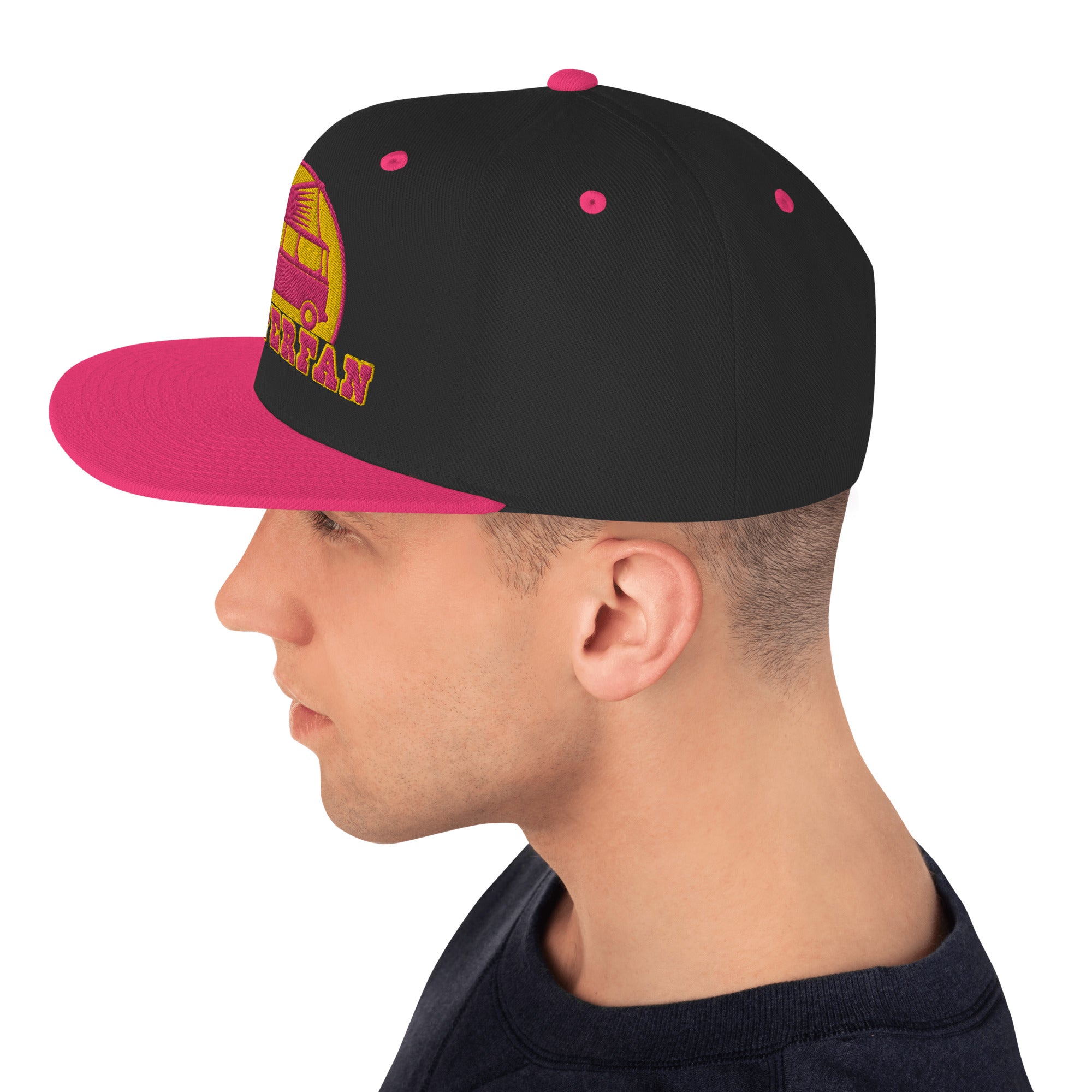 Two-Tone Snapback Wool Blend Cap Camperfan flamingo/yellow