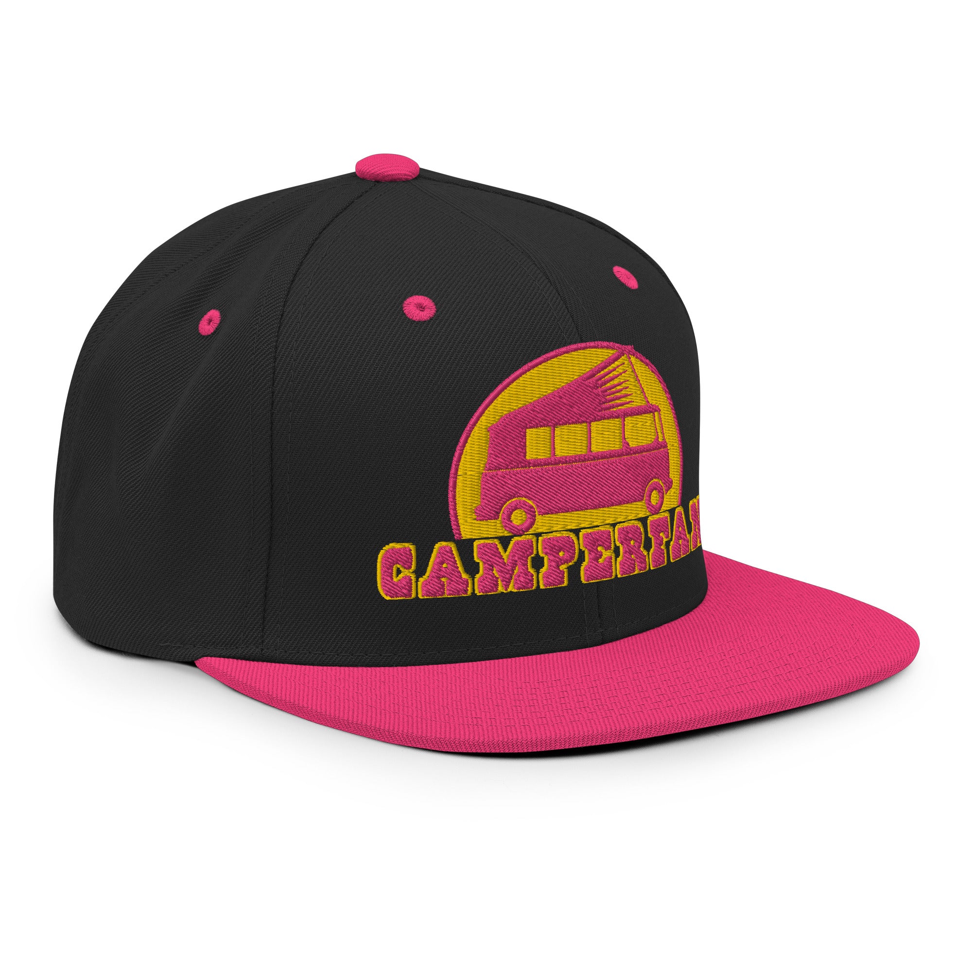 Two-Tone Snapback Wool Blend Cap Camperfan flamingo/yellow