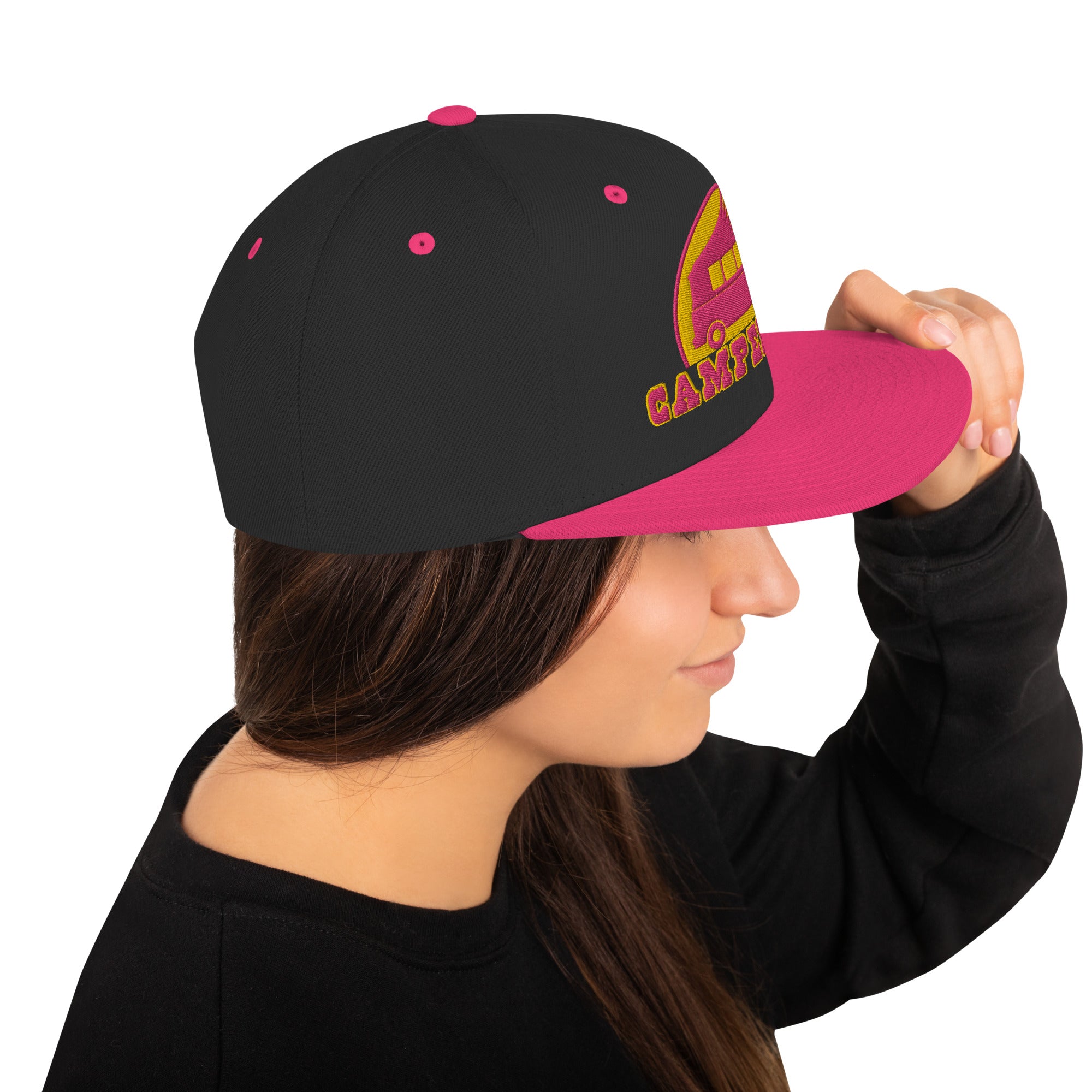 Two-Tone Snapback Wool Blend Cap Camperfan flamingo/yellow