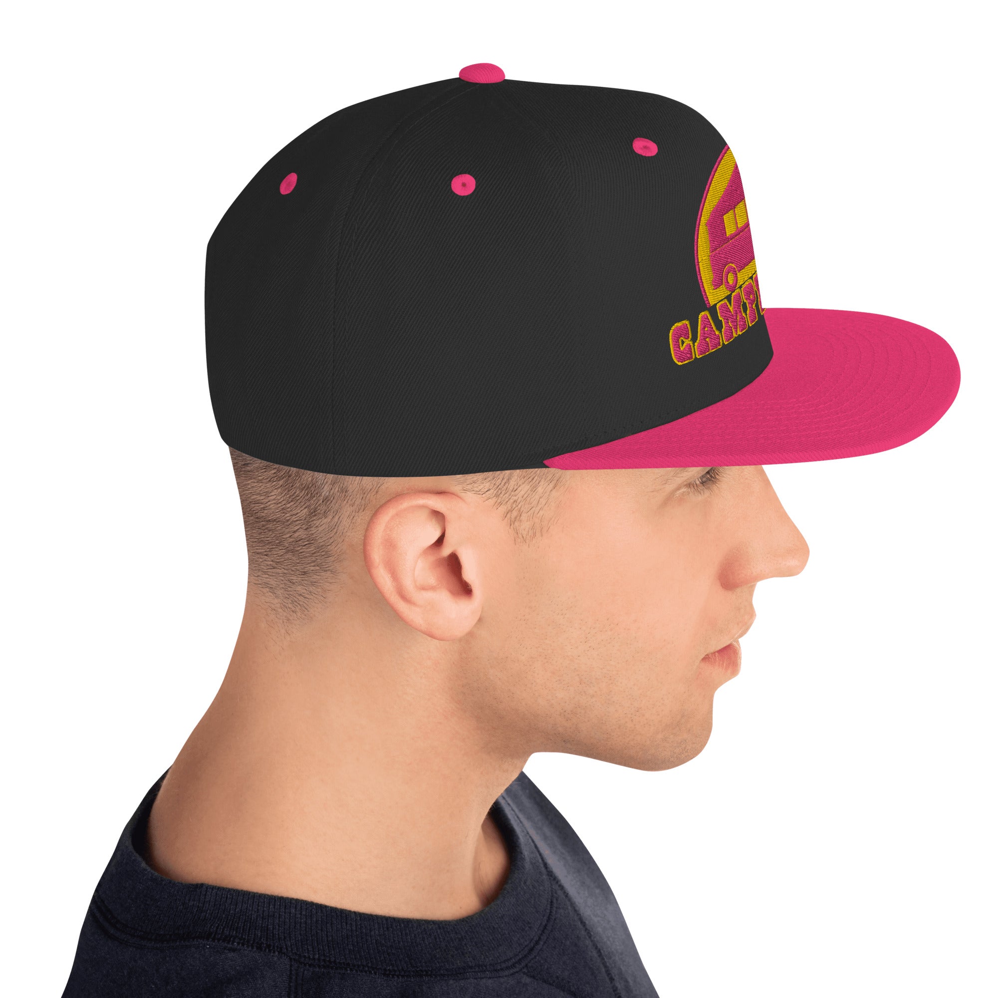 Two-Tone Snapback Wool Blend Cap Camperfan flamingo/yellow