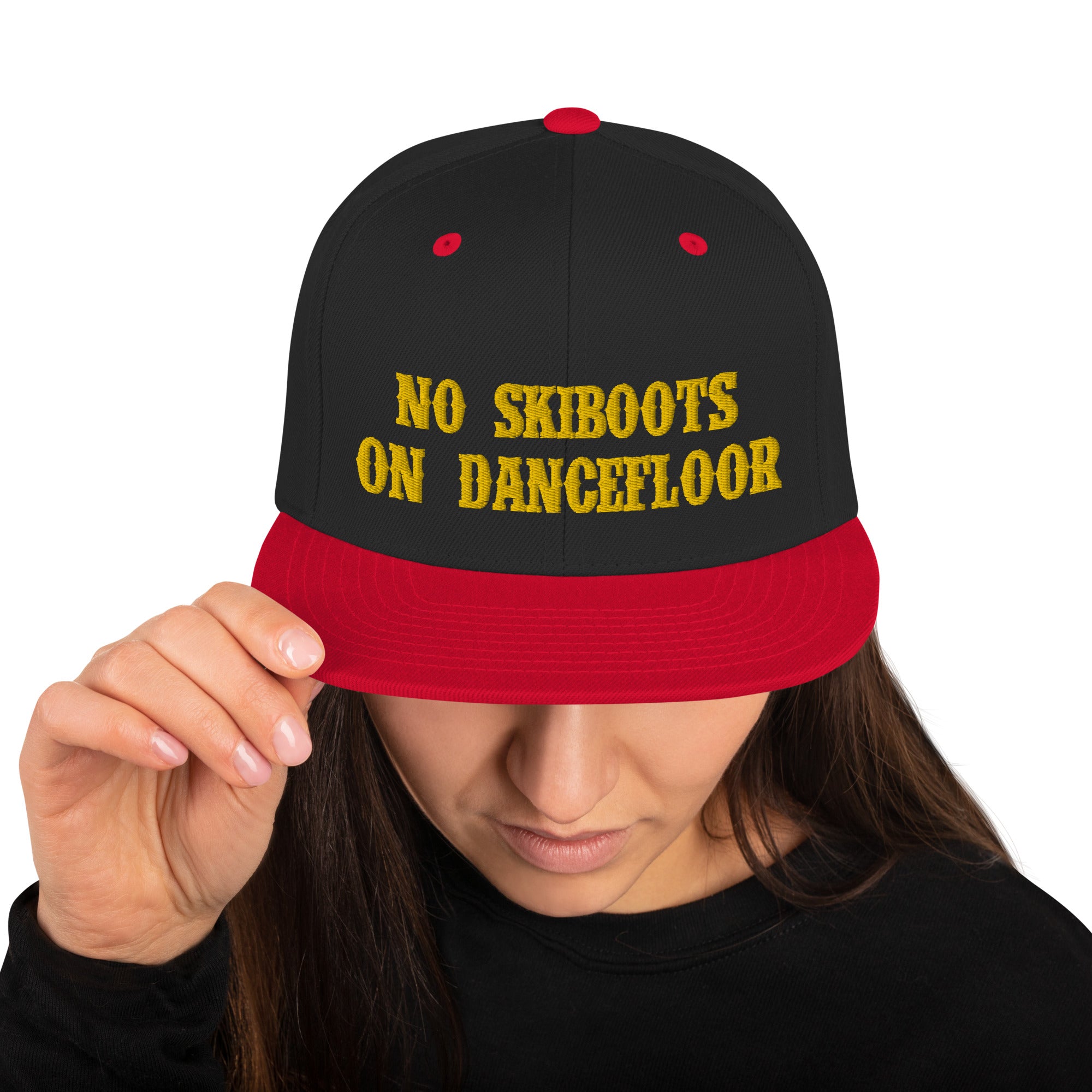 Two-Tone Snapback Wool Blend Cap No Skiboots on Dancefloor Gold