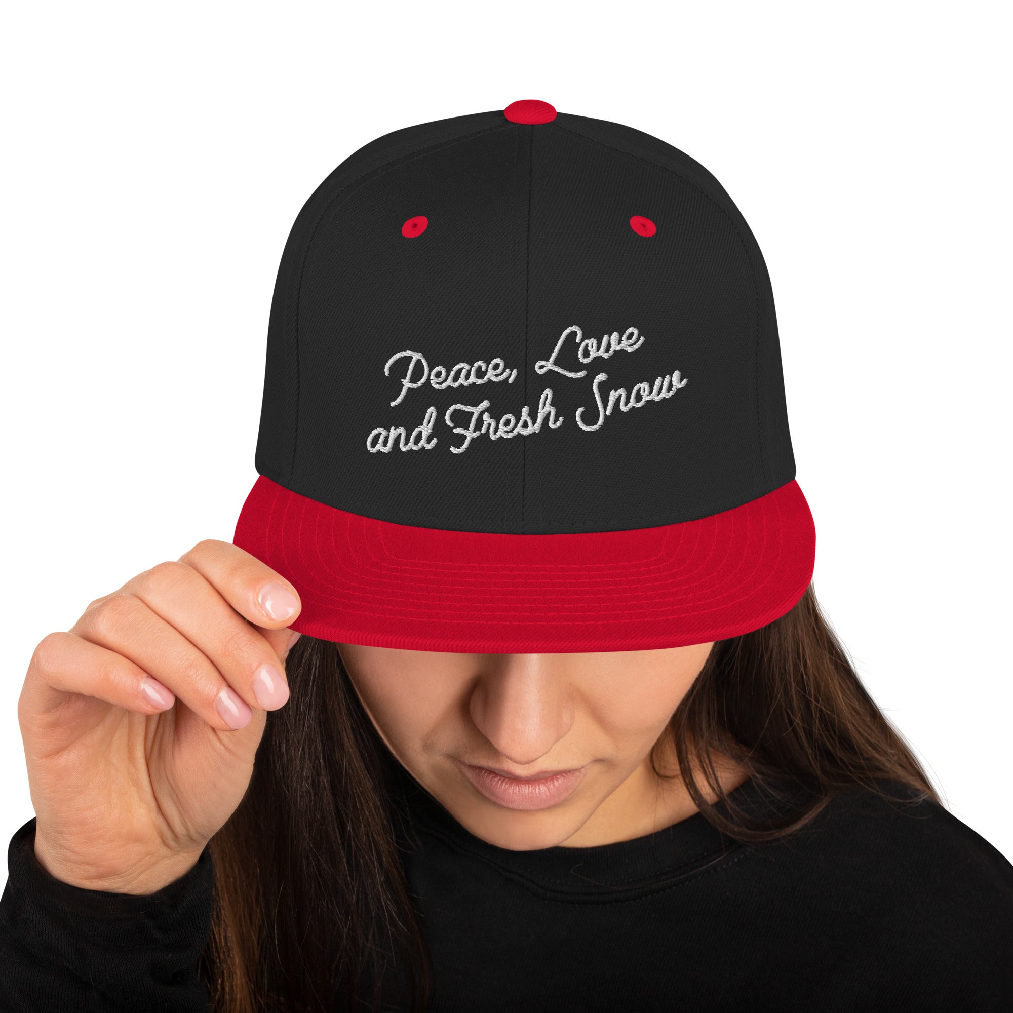 Casquette Snapback Wool Blend bicolore Peace, Love and Fresh Snow White letters