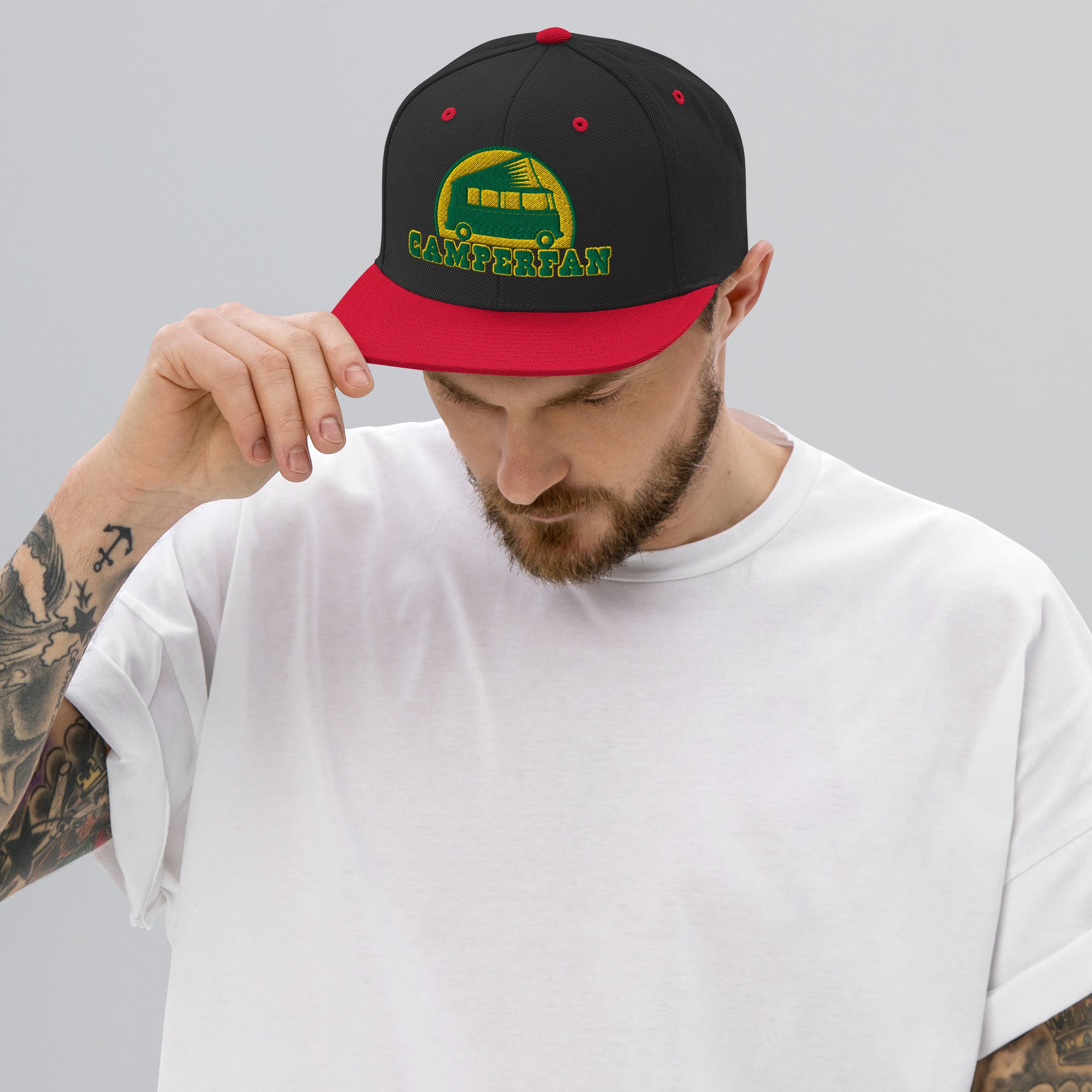 Two-Tone Snapback Wool Blend Cap Camperfan green/yellow