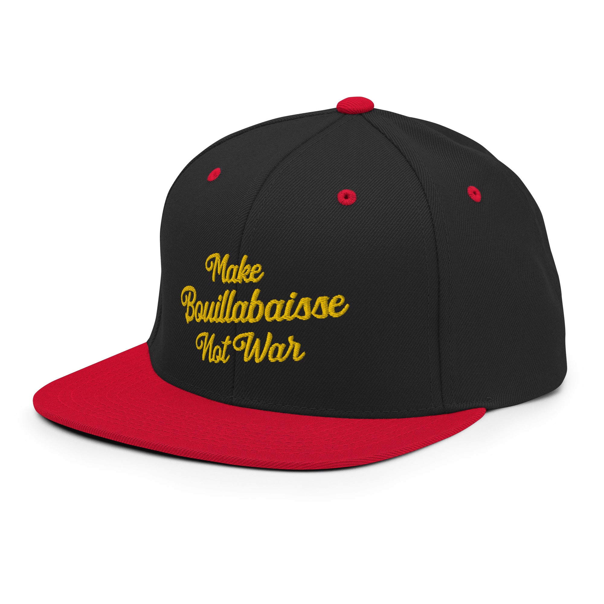 Two-Tone Snapback Wool Blend Cap Make Bouillabaisse Not War