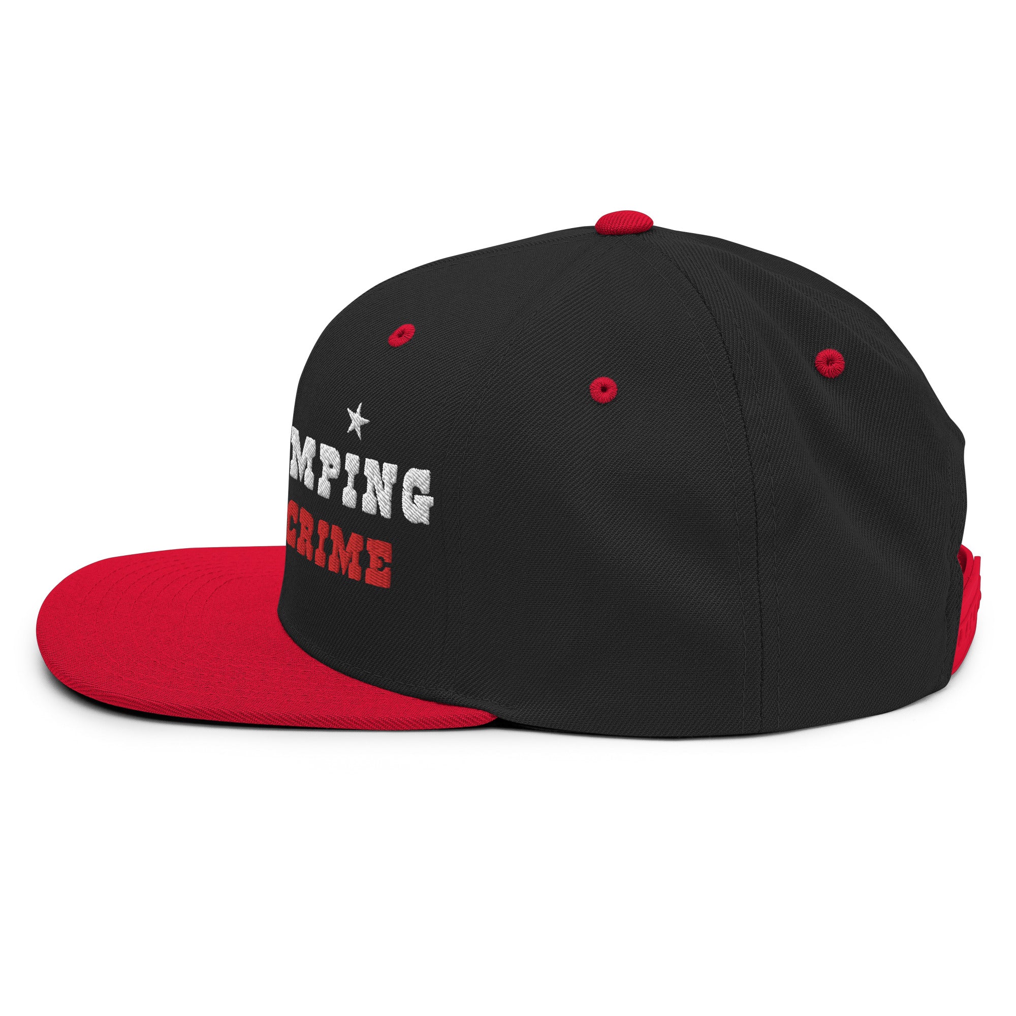 Two-Tone Snapback Wool Blend Cap Free camping is not a crime white/red