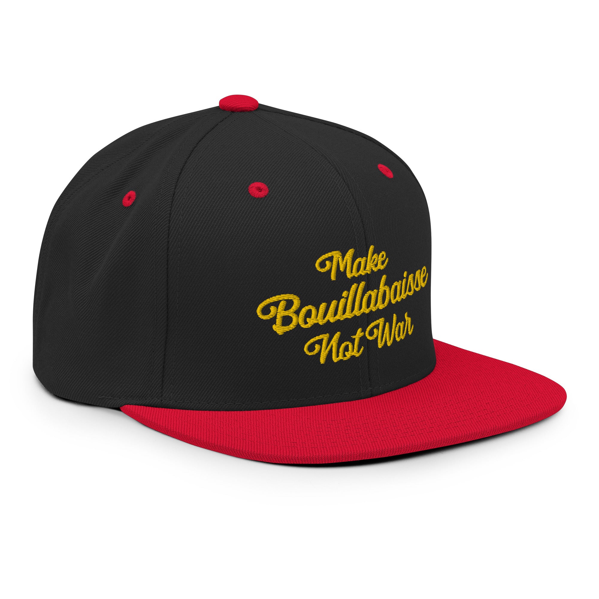 Two-Tone Snapback Wool Blend Cap Make Bouillabaisse Not War