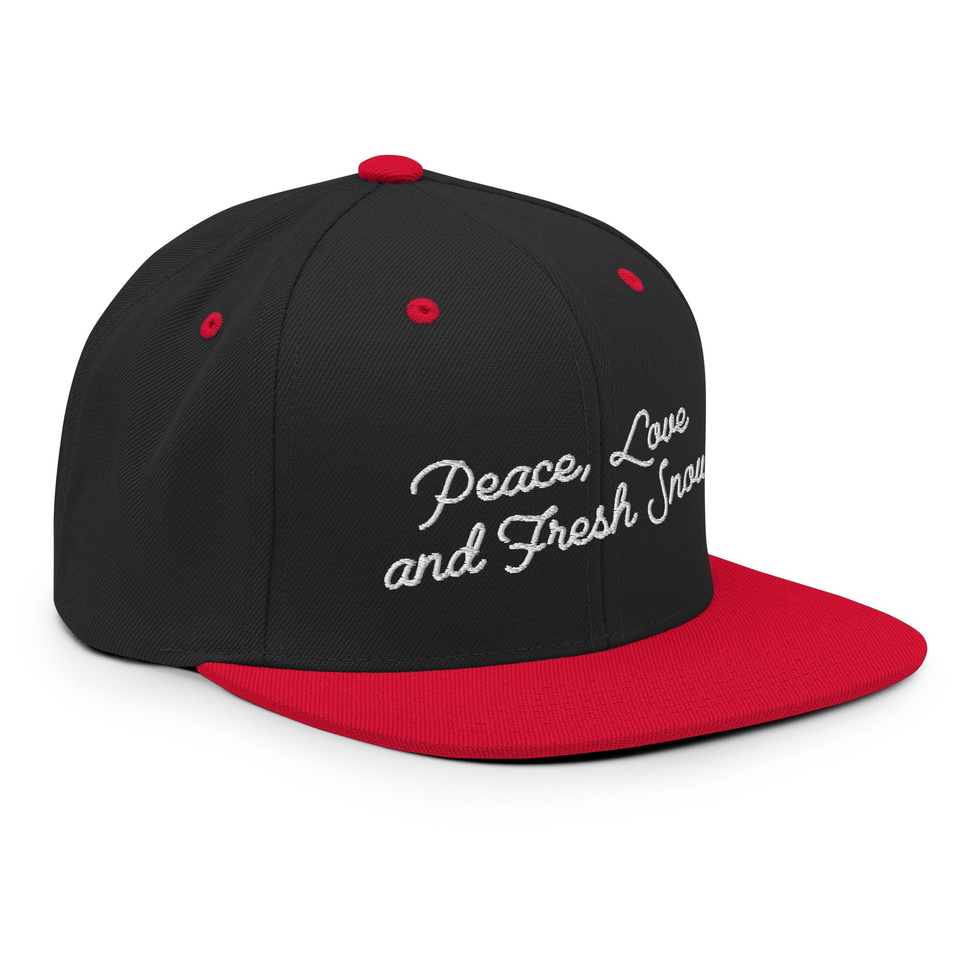 Casquette Snapback Wool Blend bicolore Peace, Love and Fresh Snow White letters