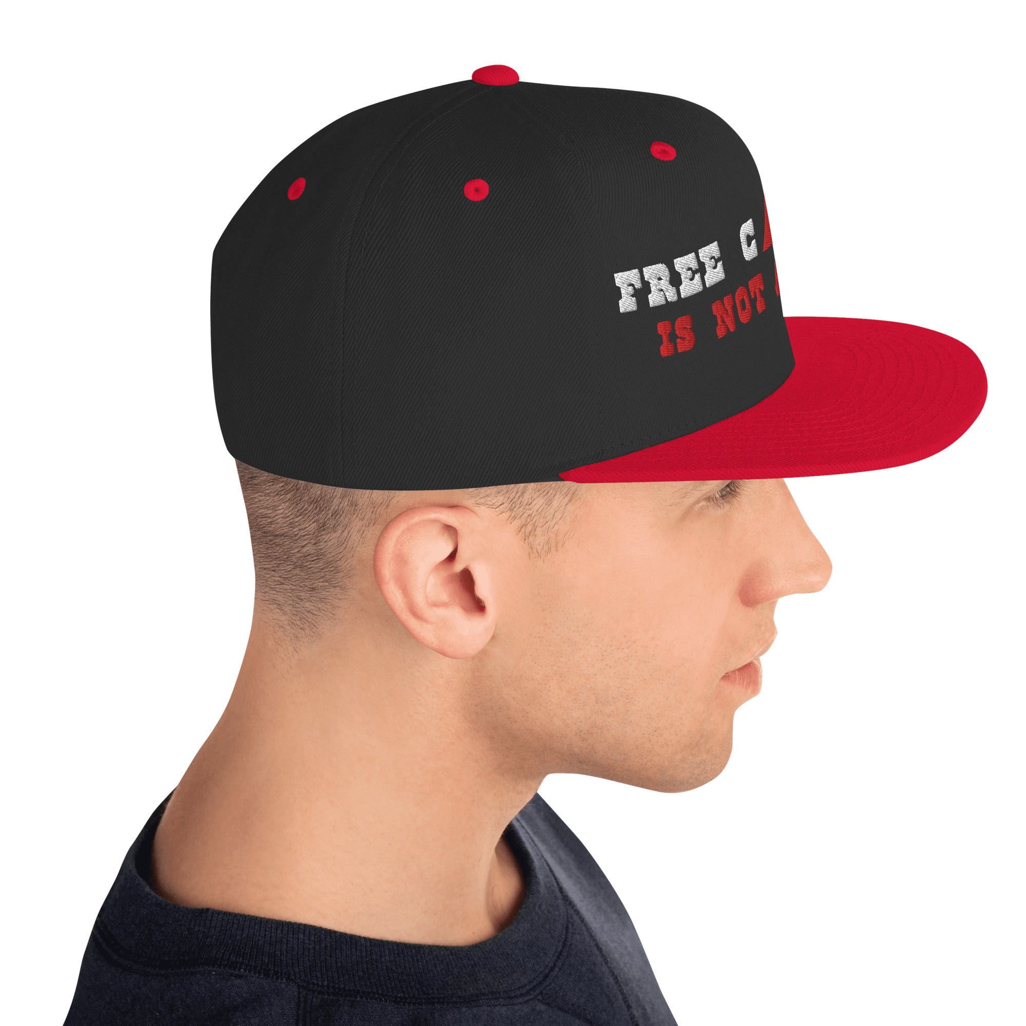 Two-Tone Snapback Wool Blend Cap Free camping is not a crime white/red