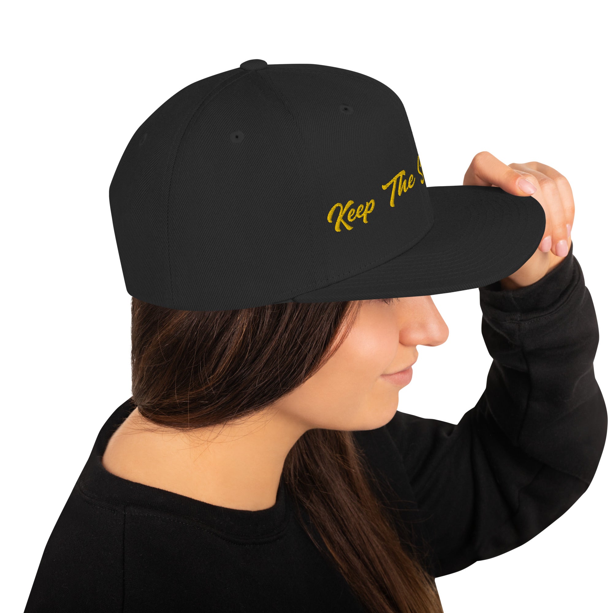 Snapback Wool Blend Cap Keep The Sea Clean Gold