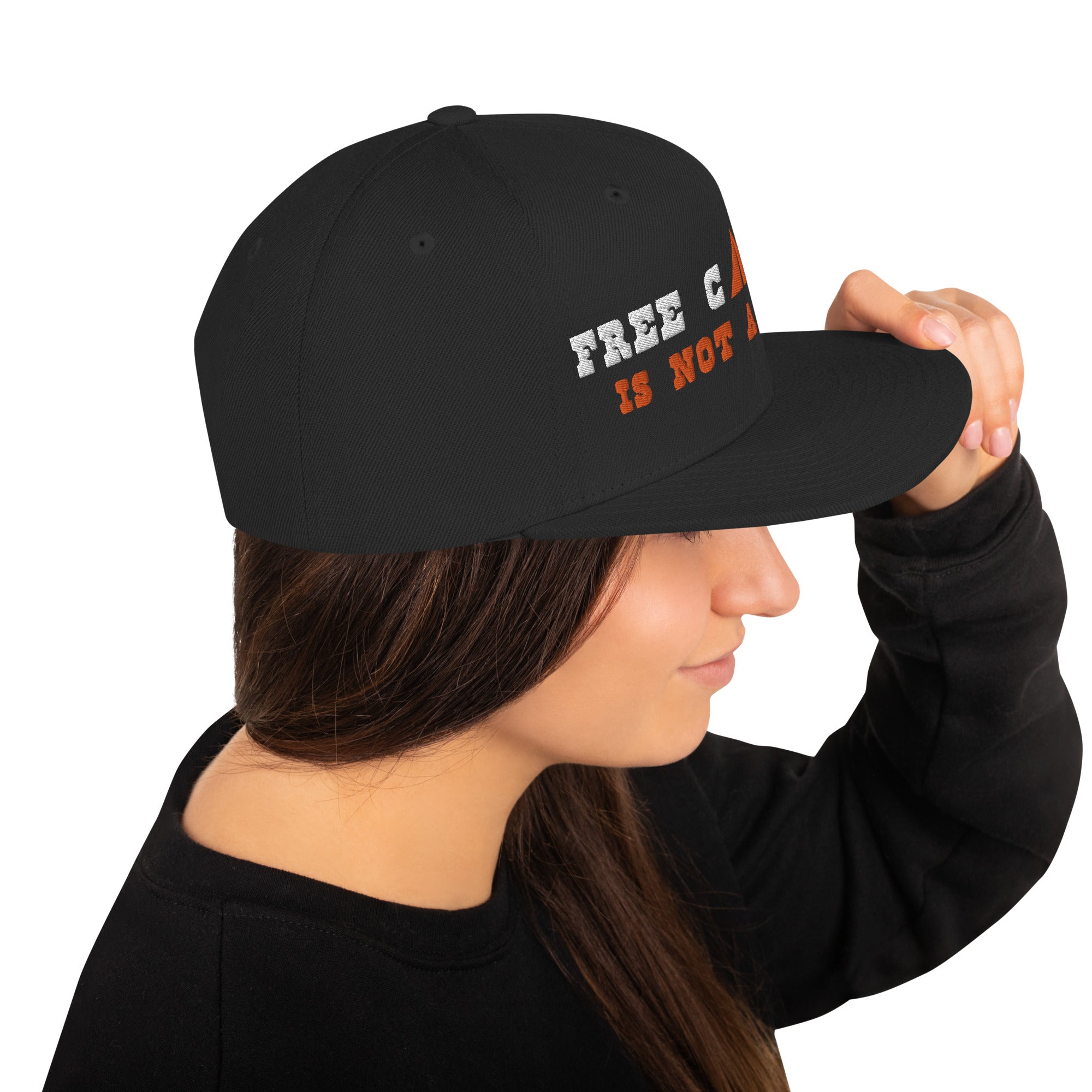 Snapback Wool Blend Cap Free camping is not a crime white/orange