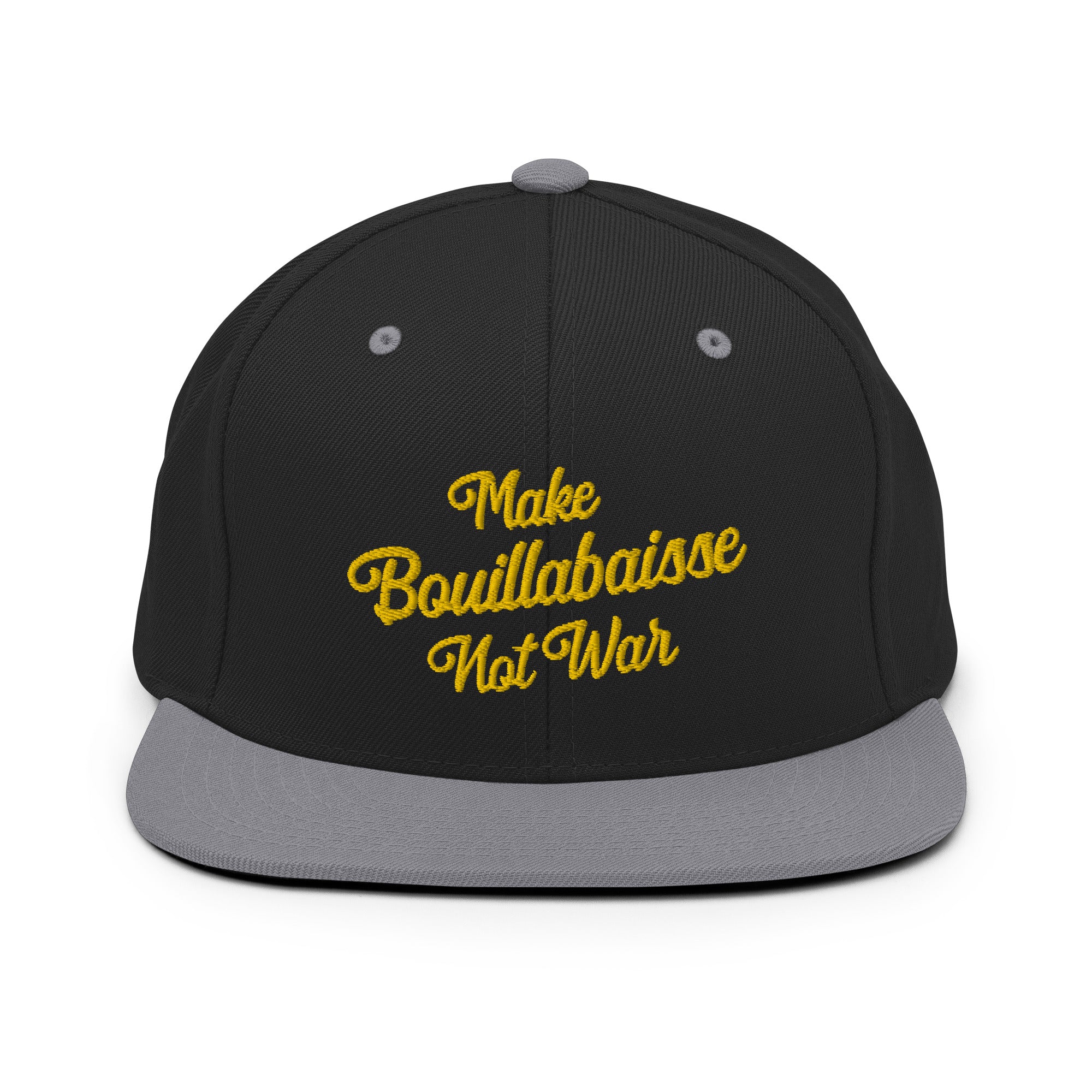 Two-Tone Snapback Wool Blend Cap Make Bouillabaisse Not War