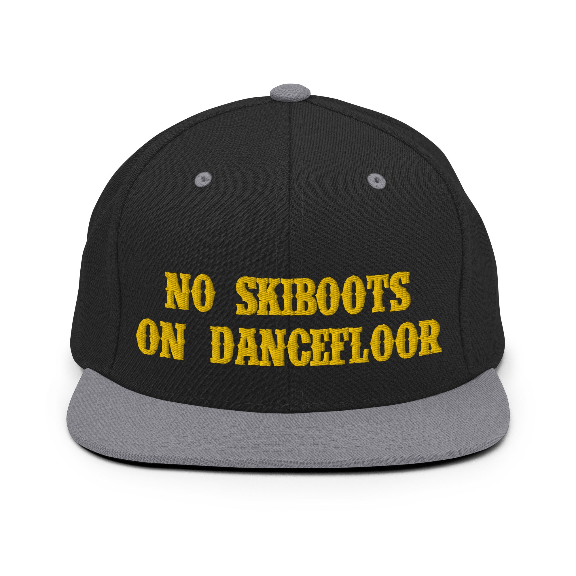 Two-Tone Snapback Wool Blend Cap No Skiboots on Dancefloor Gold