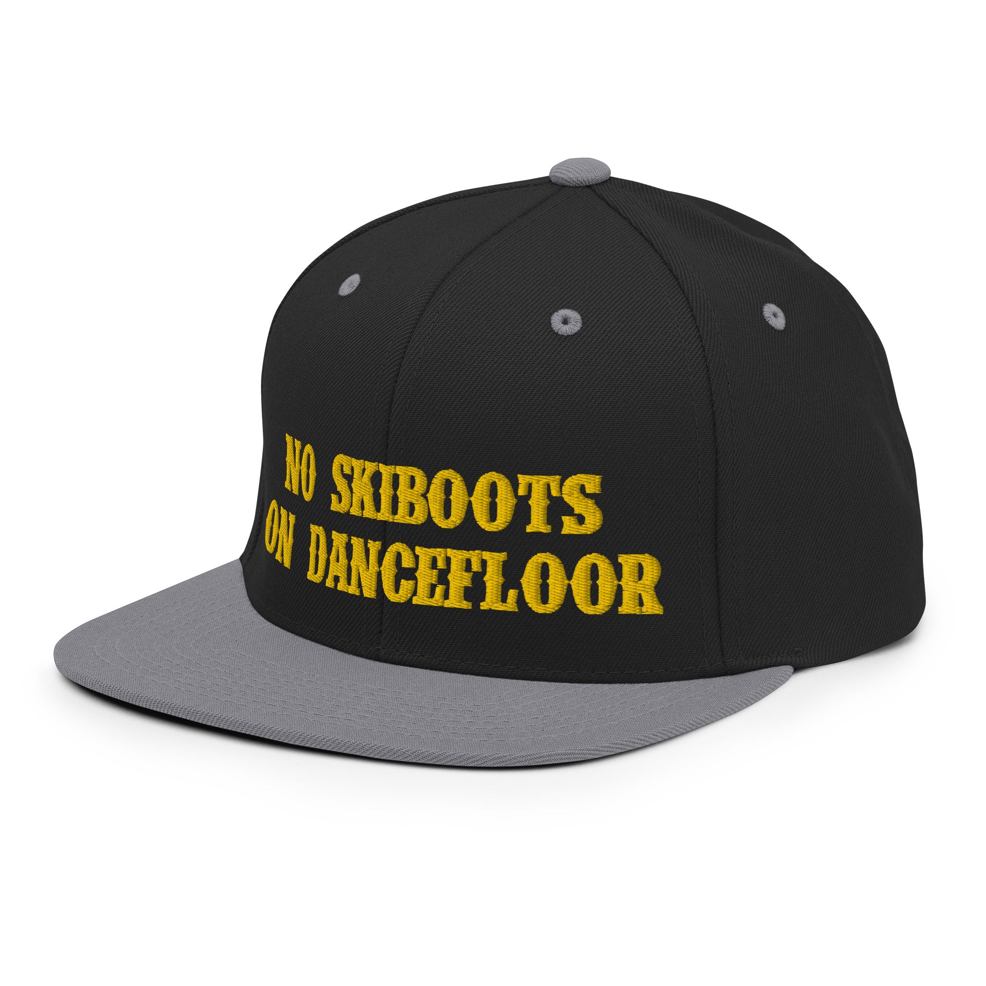 Two-Tone Snapback Wool Blend Cap No Skiboots on Dancefloor Gold