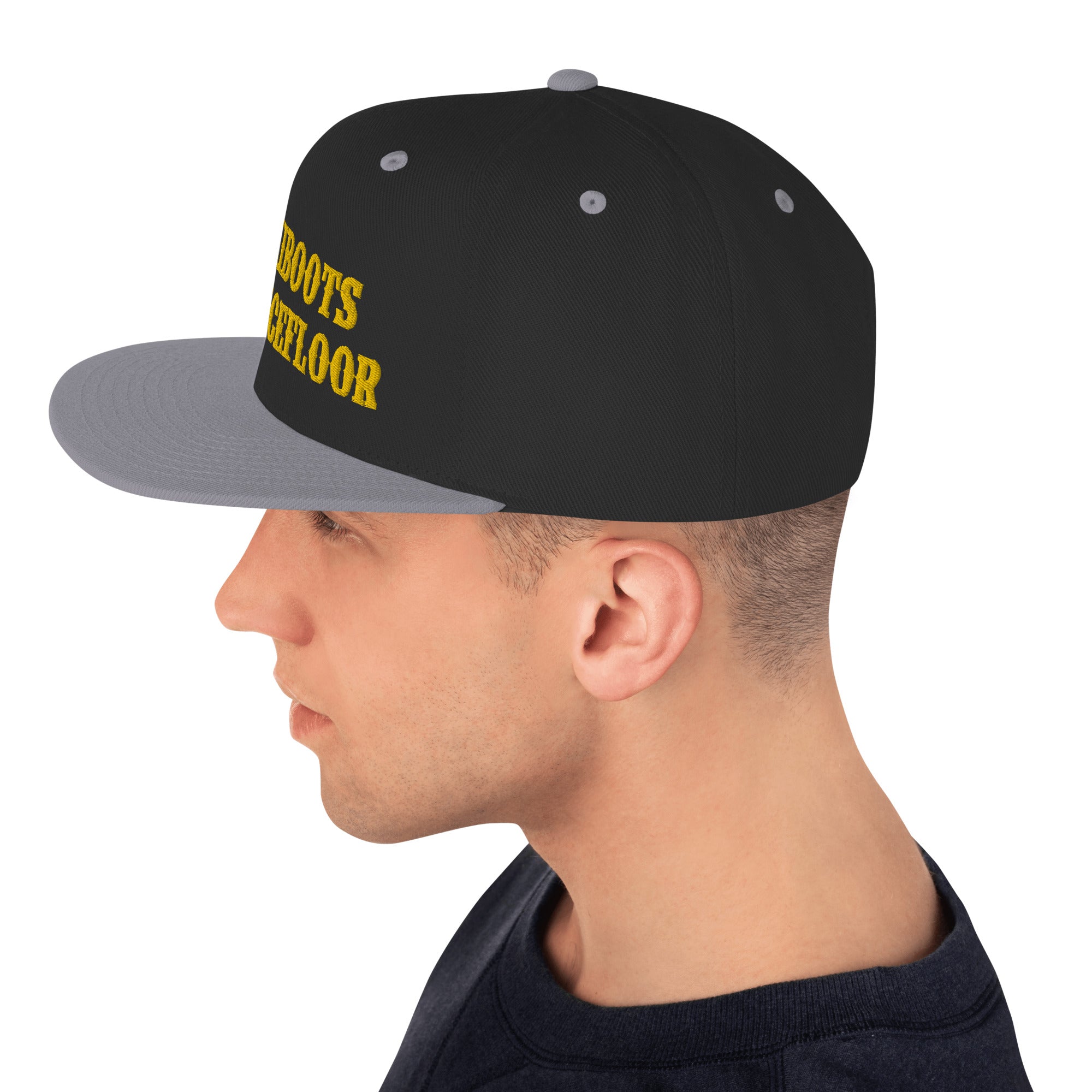 Two-Tone Snapback Wool Blend Cap No Skiboots on Dancefloor Gold