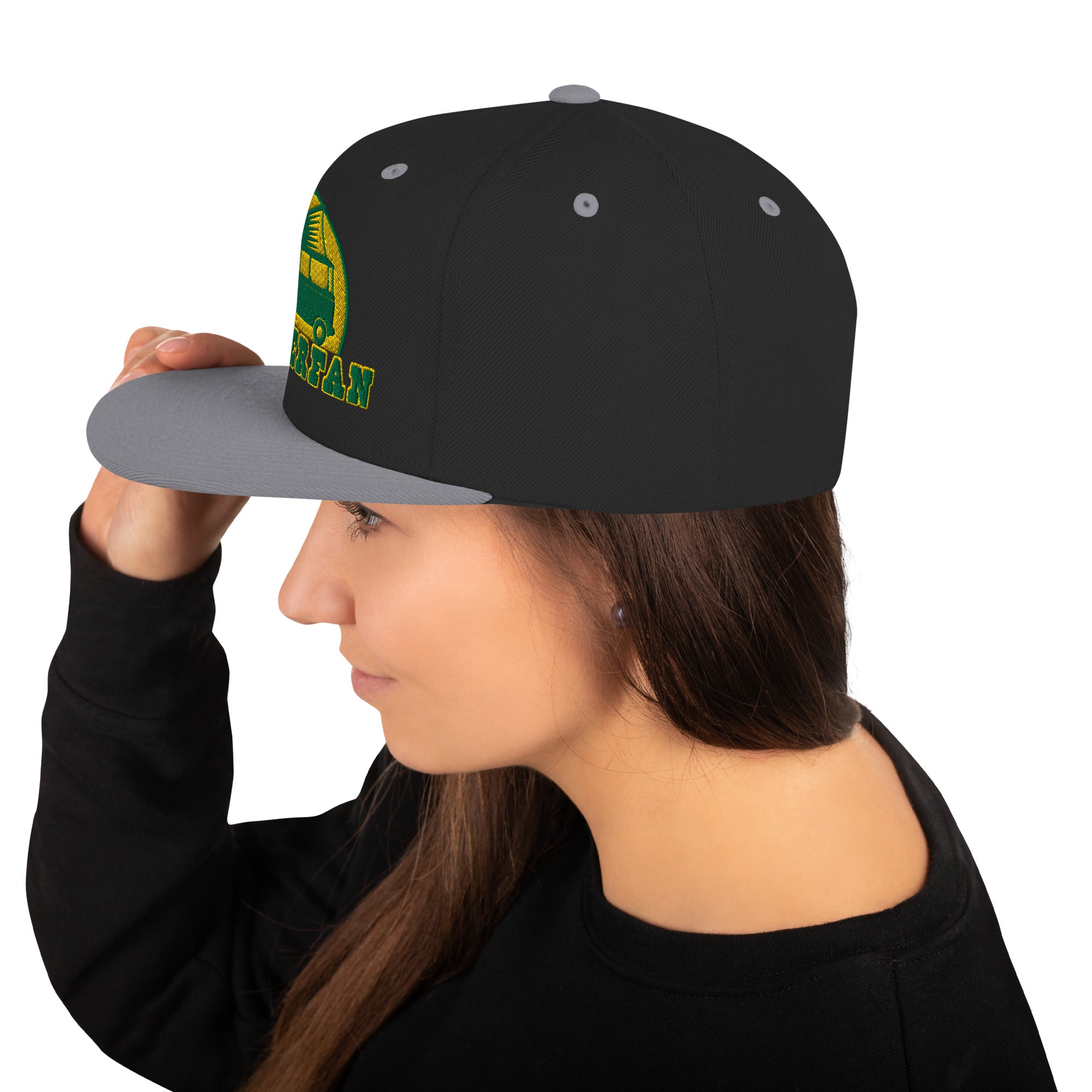 Two-Tone Snapback Wool Blend Cap Camperfan green/yellow