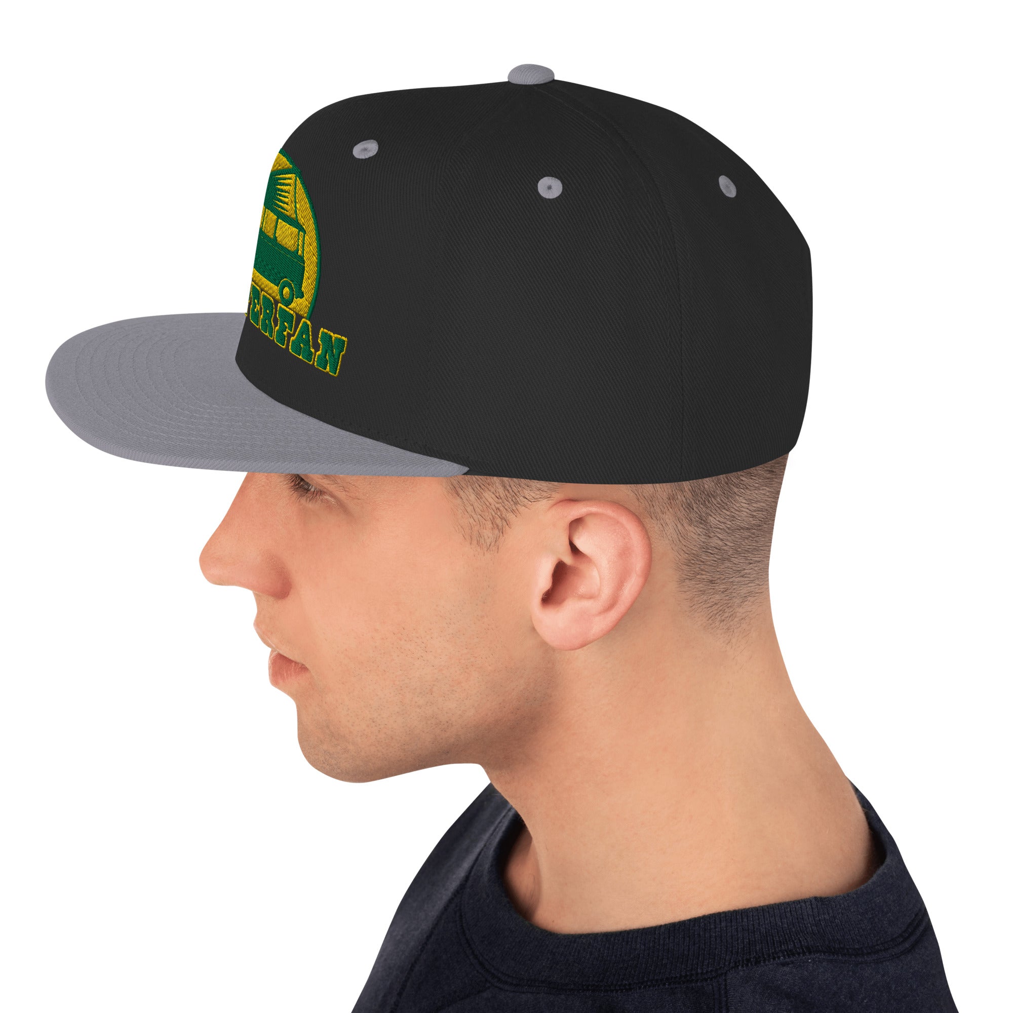 Two-Tone Snapback Wool Blend Cap Camperfan green/yellow