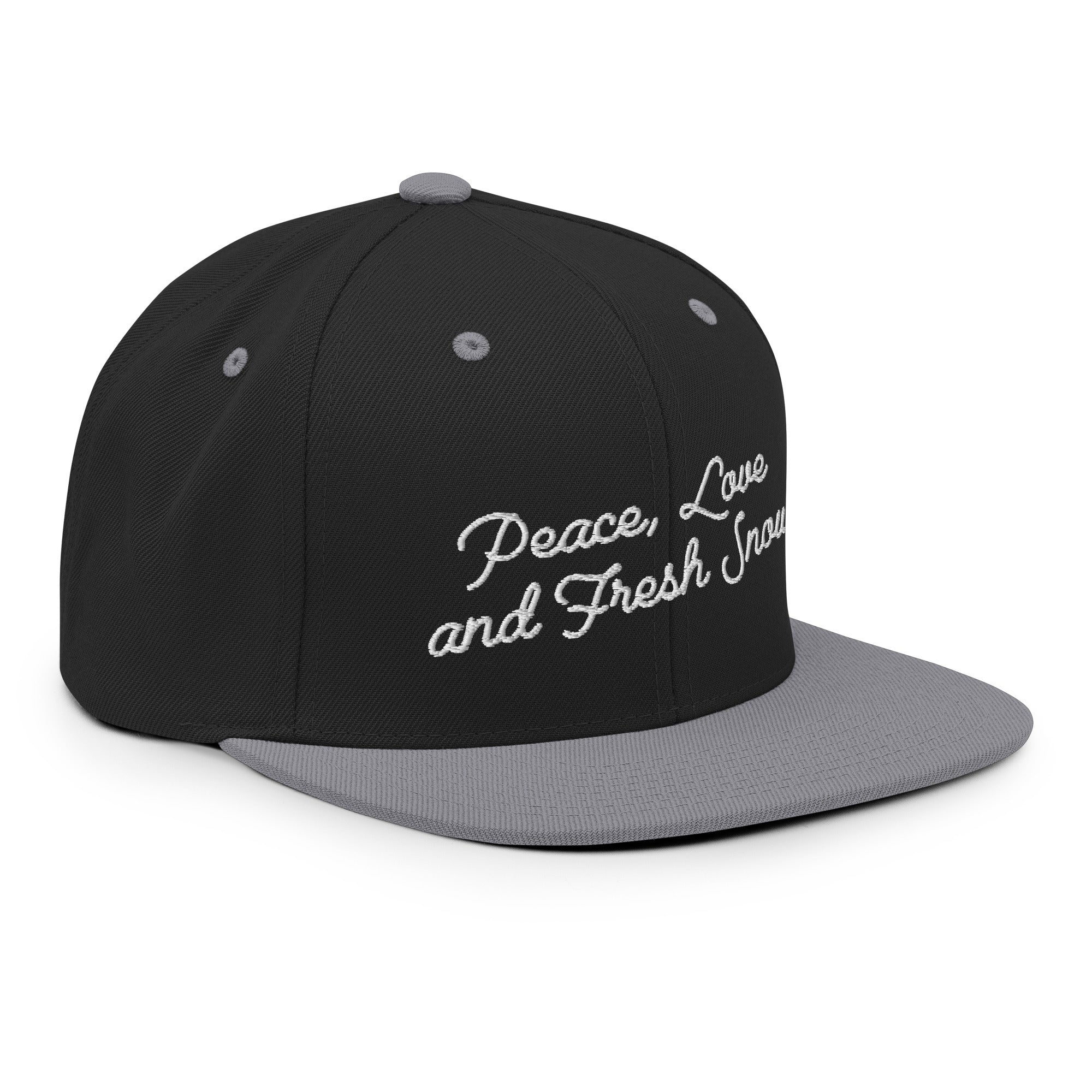 Casquette Snapback Wool Blend bicolore Peace, Love and Fresh Snow White letters