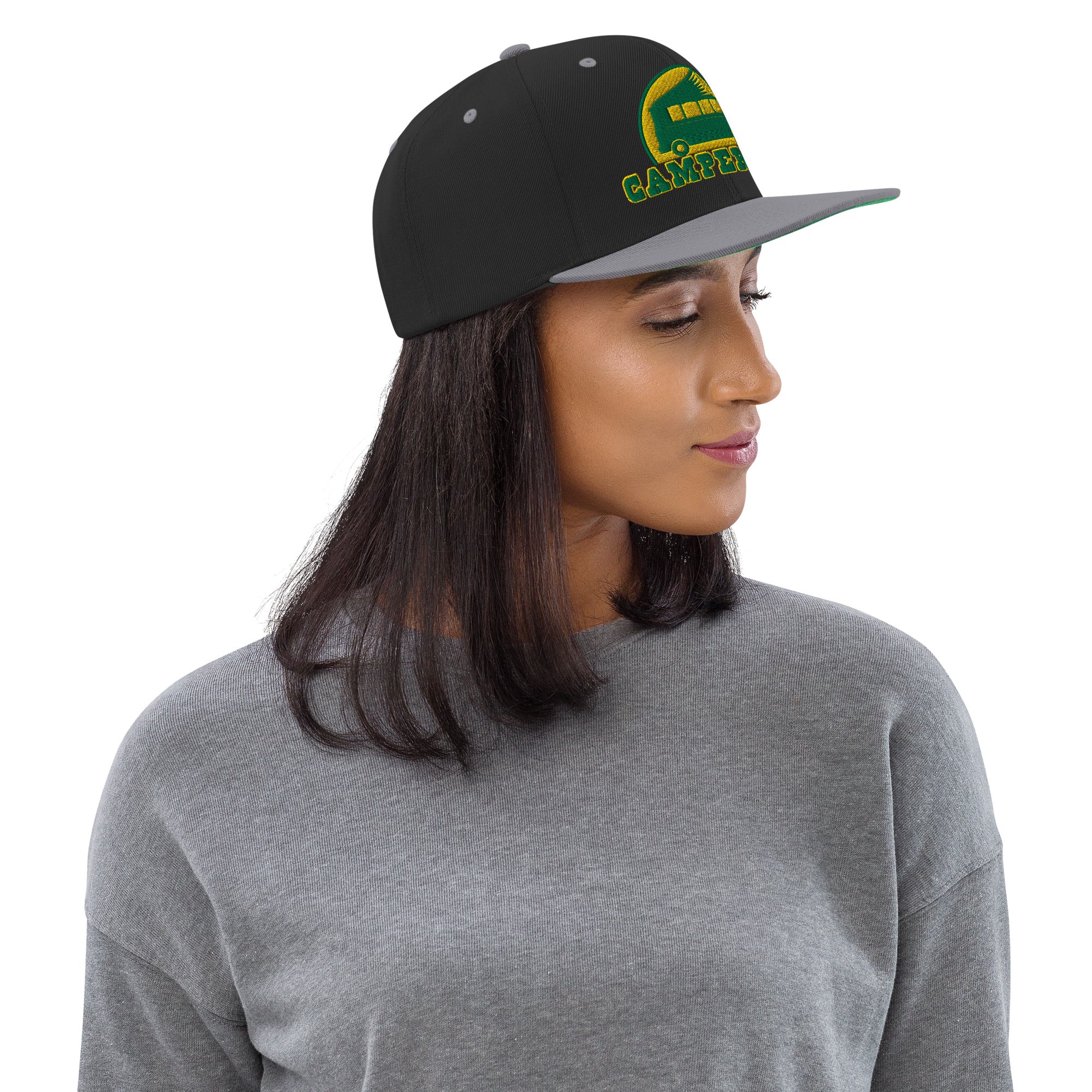 Two-Tone Snapback Wool Blend Cap Camperfan green/yellow