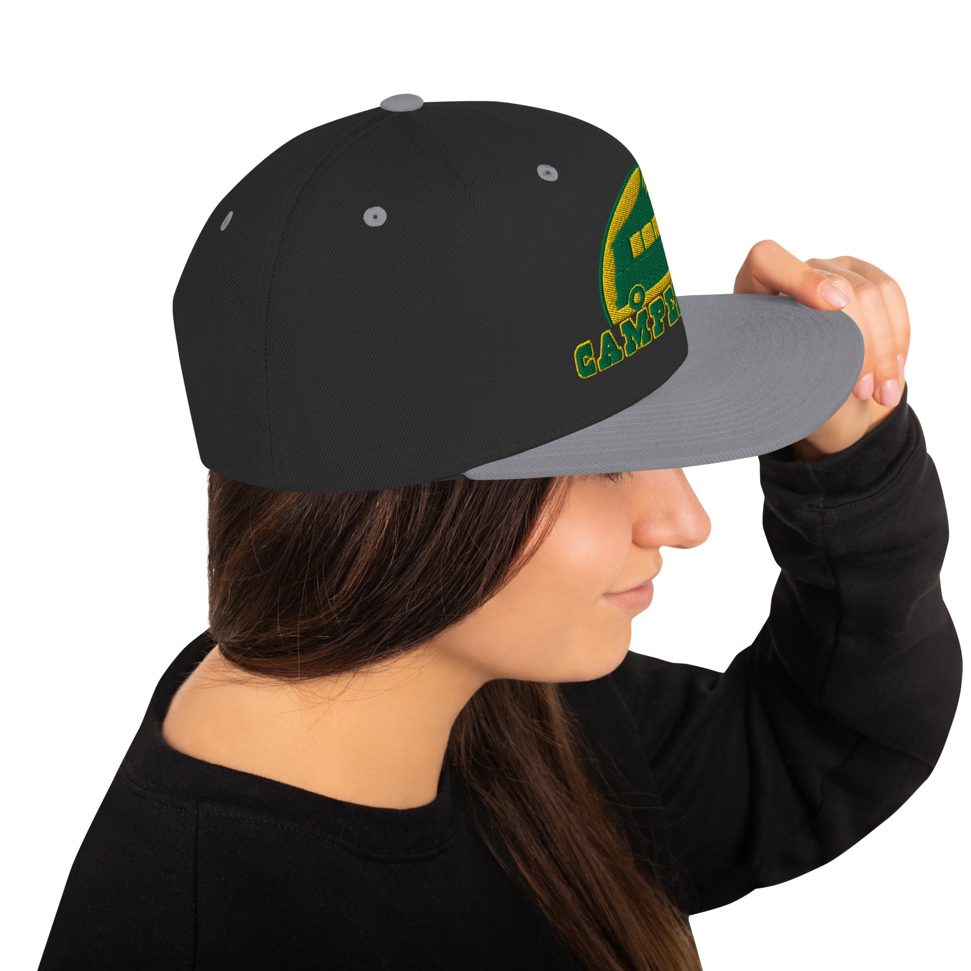 Two-Tone Snapback Wool Blend Cap Camperfan green/yellow