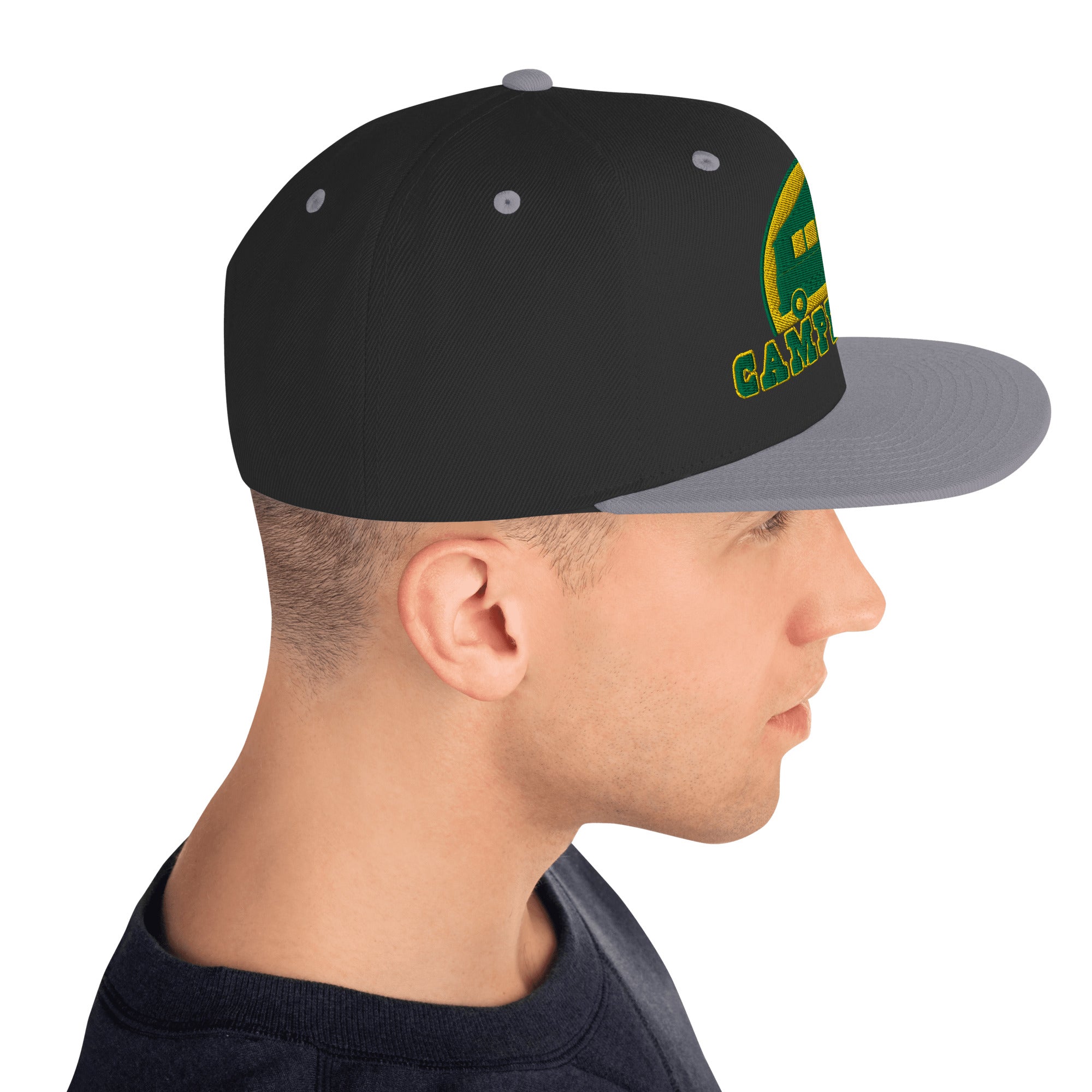 Two-Tone Snapback Wool Blend Cap Camperfan green/yellow