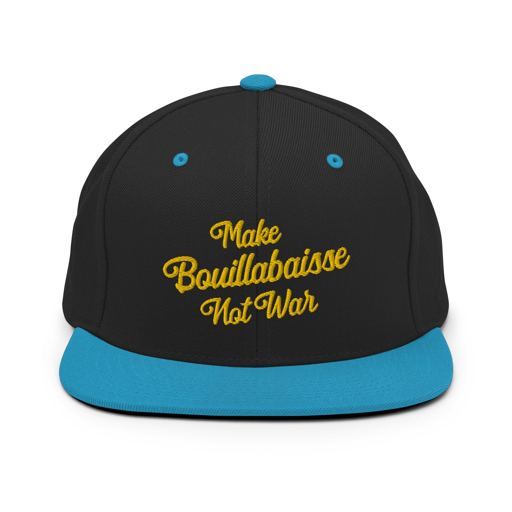 Two-Tone Snapback Wool Blend Cap Make Bouillabaisse Not War