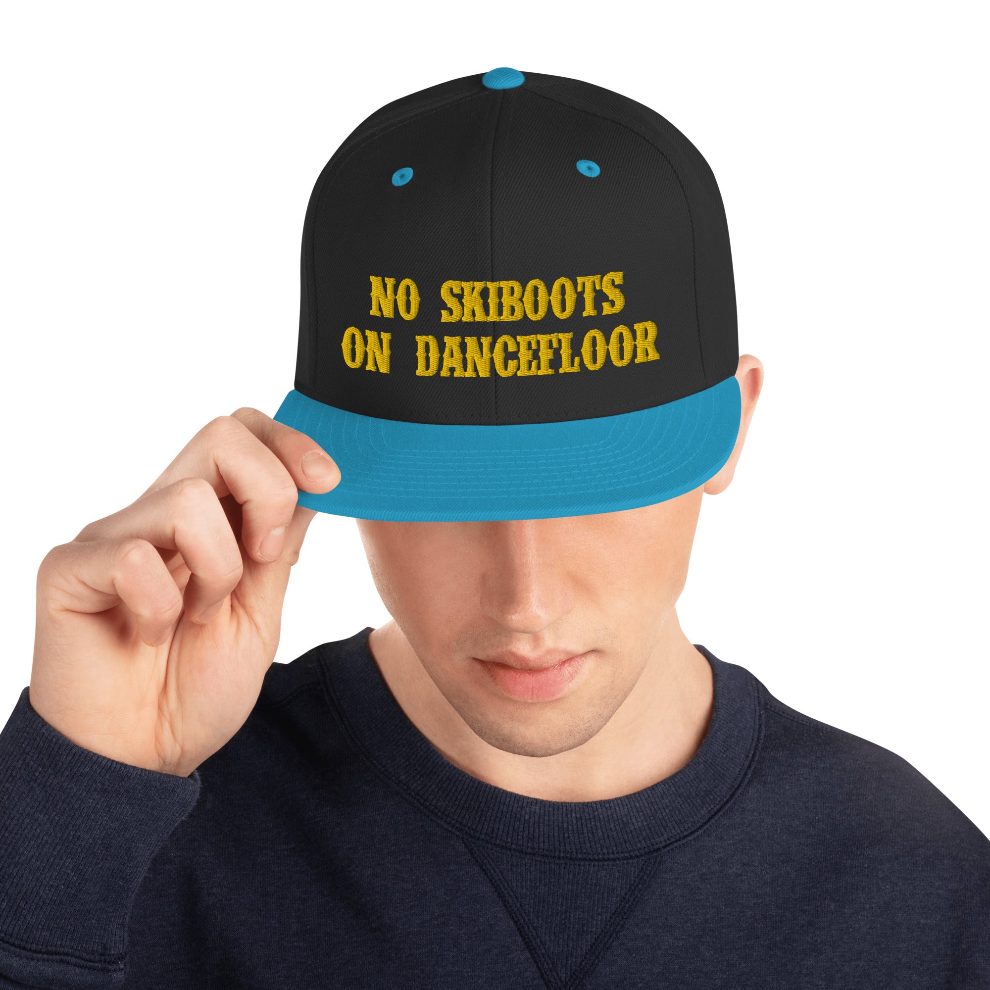 Two-Tone Snapback Wool Blend Cap No Skiboots on Dancefloor Gold