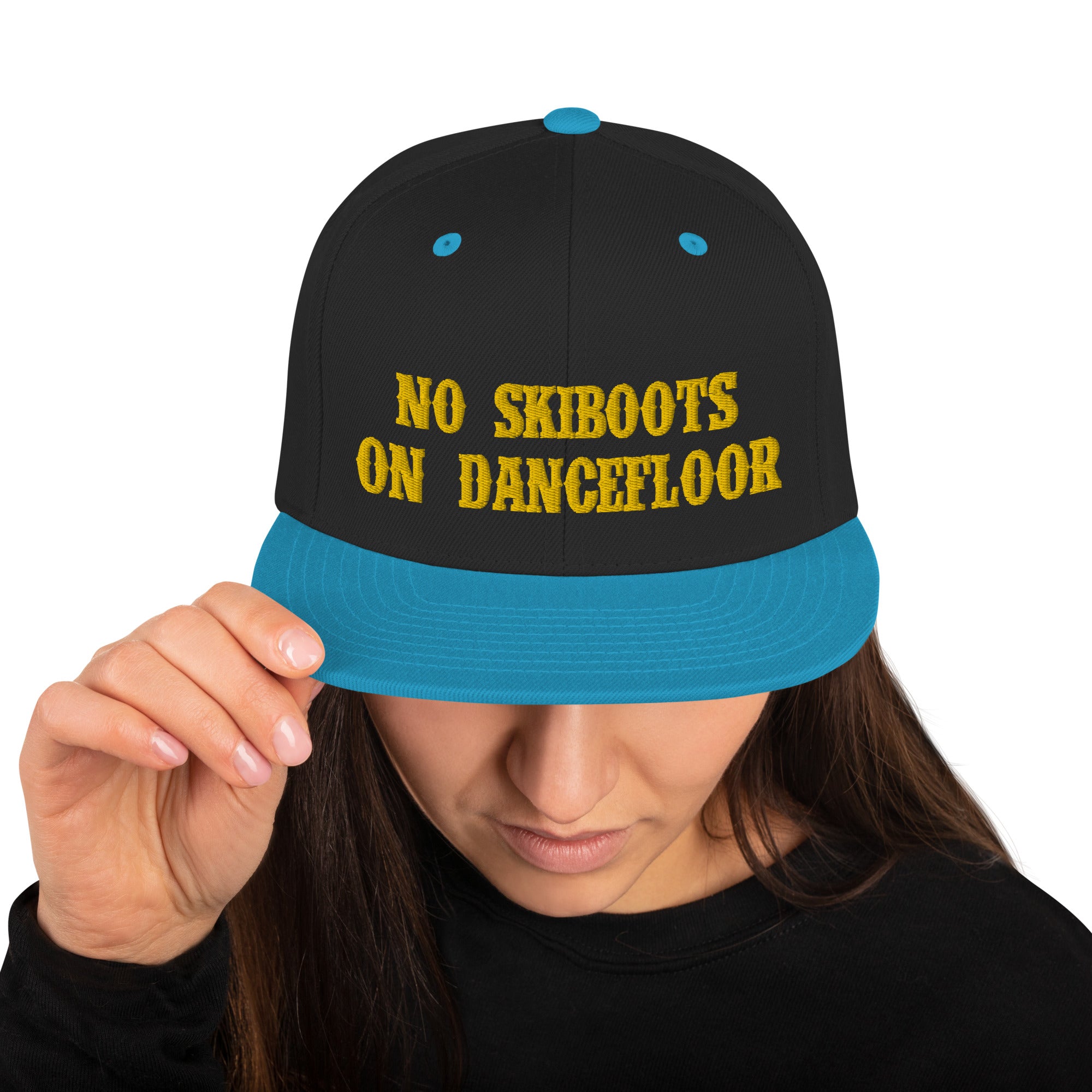 Two-Tone Snapback Wool Blend Cap No Skiboots on Dancefloor Gold