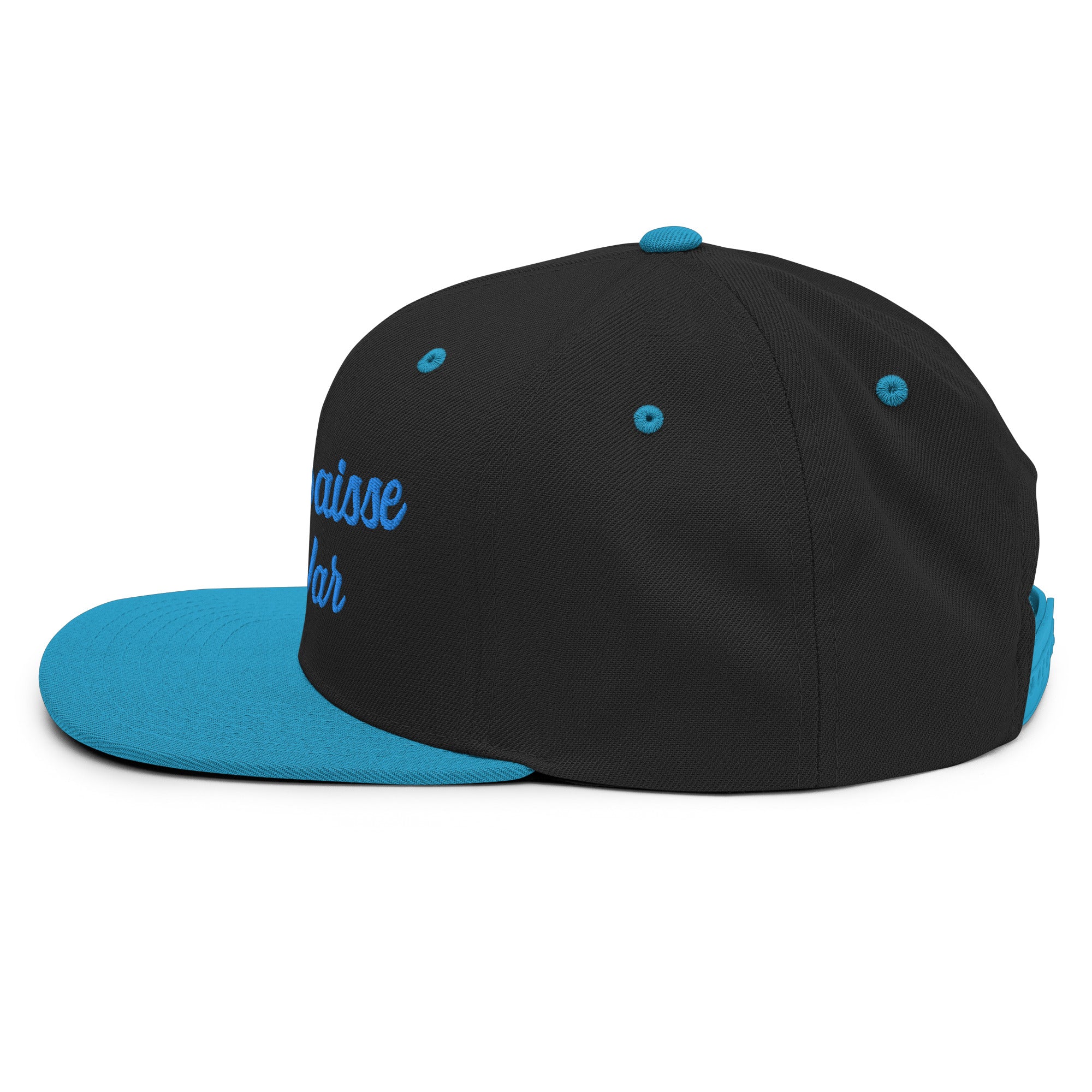 Two-Tone Snapback Wool Blend Cap Make Bouillabaisse Not War Aqua