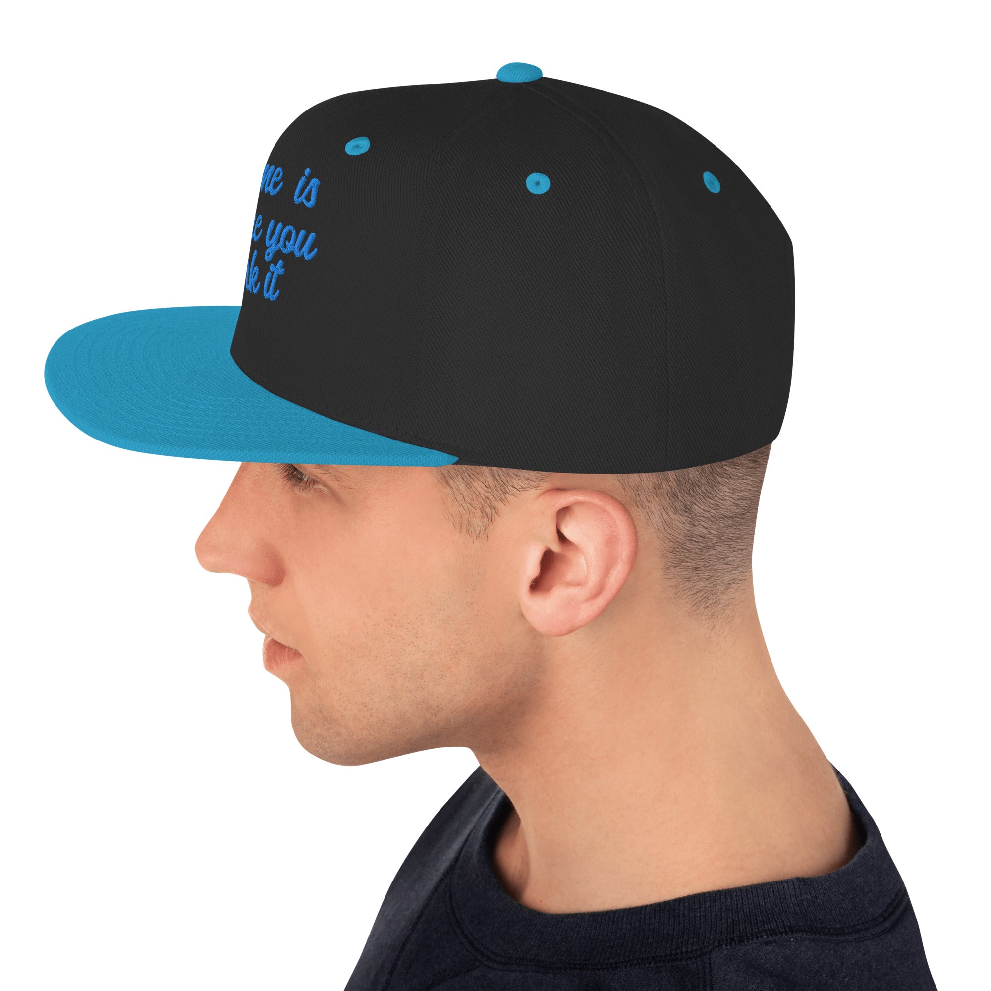 Two-Tone Snapback Wool Blend Cap Home is where you park it Aqua