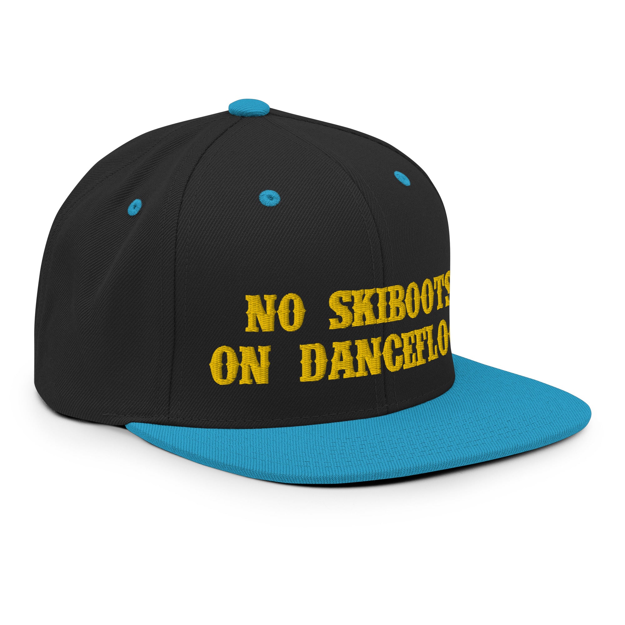 Two-Tone Snapback Wool Blend Cap No Skiboots on Dancefloor Gold