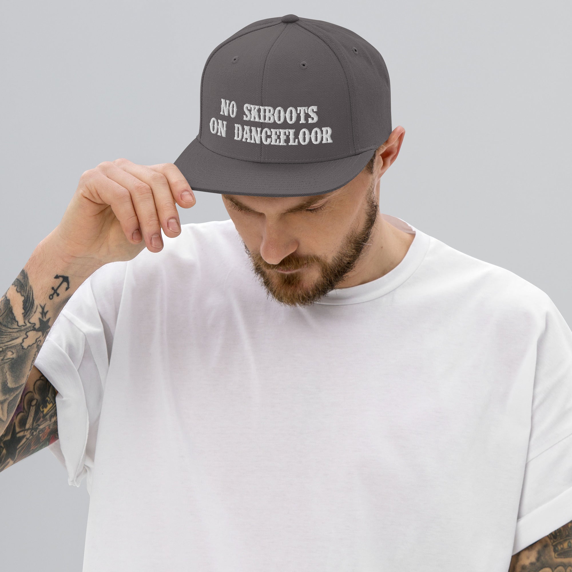 Snapback Wool Blend Cap No Skiboots on Dancefloor White