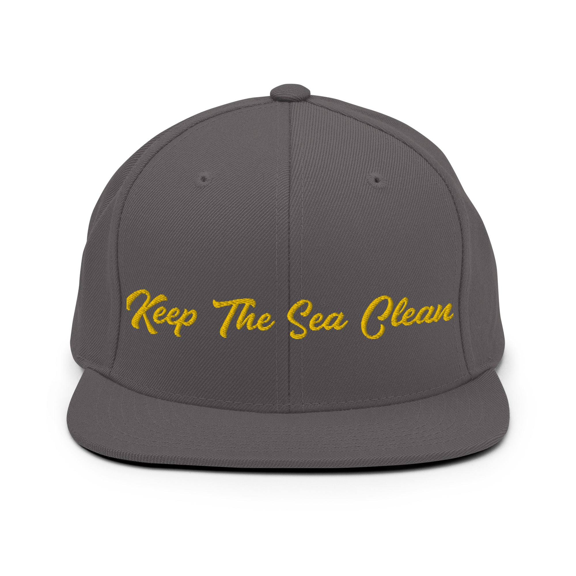 Snapback Wool Blend Cap Keep The Sea Clean Gold