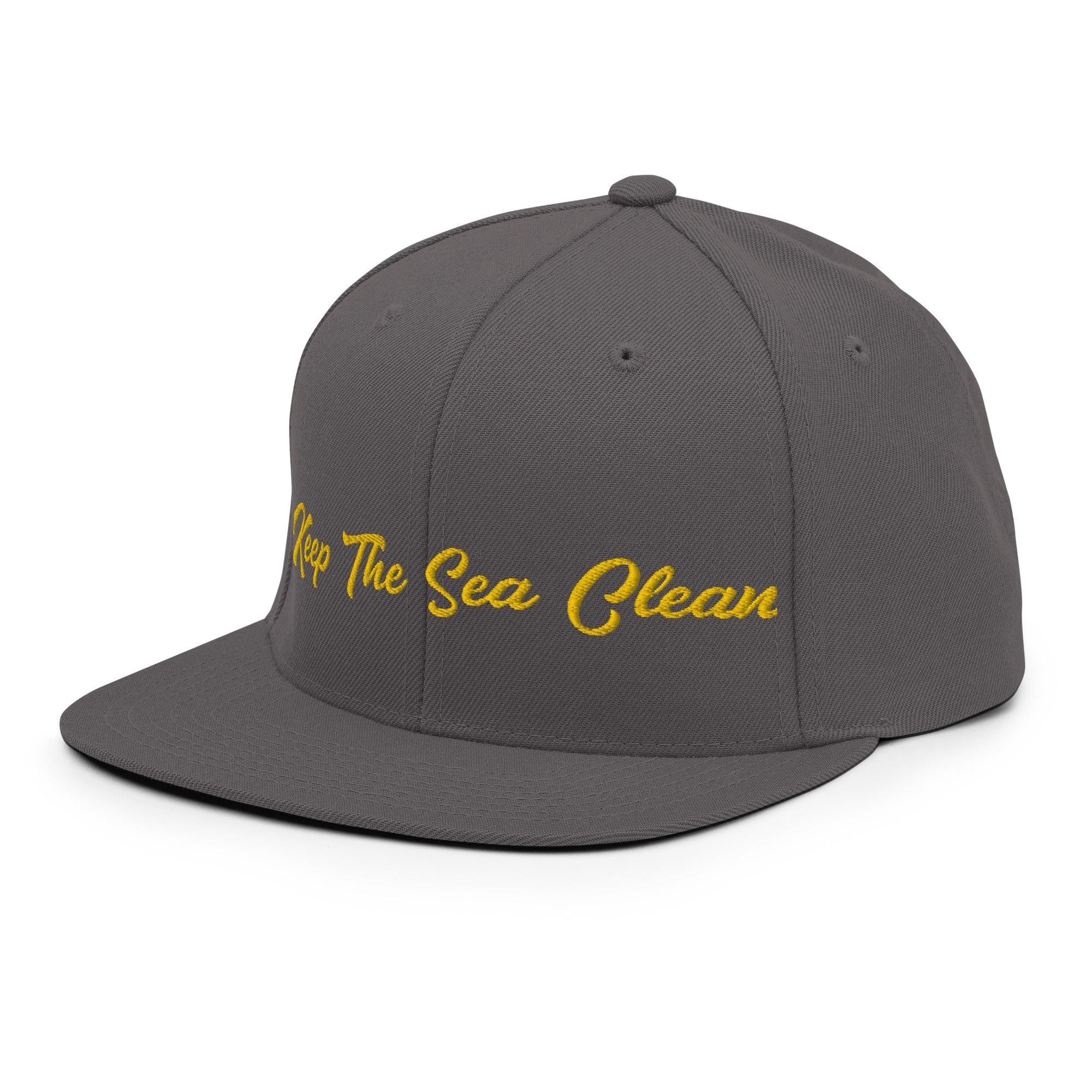 Snapback Wool Blend Cap Keep The Sea Clean Gold