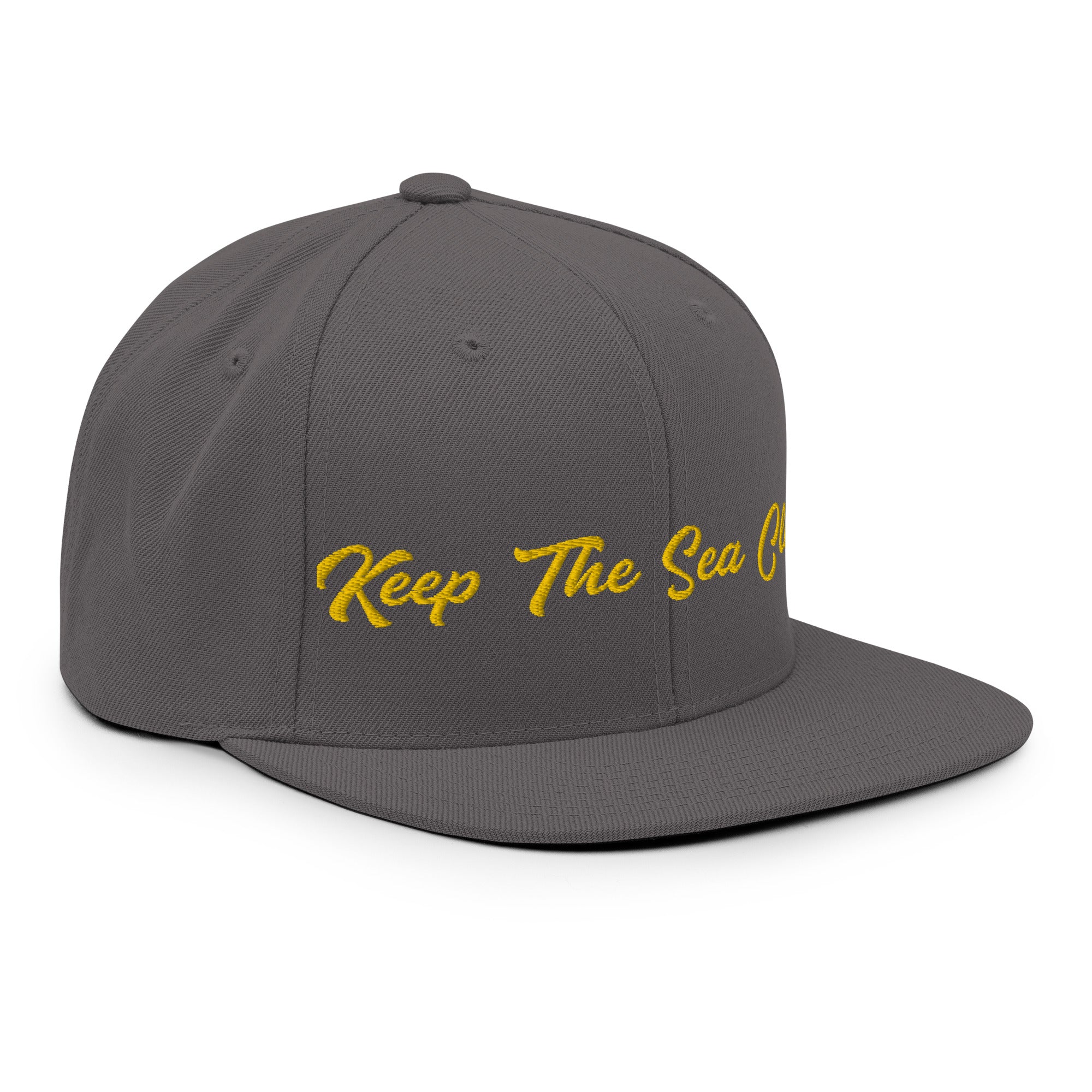 Snapback Wool Blend Cap Keep The Sea Clean Gold