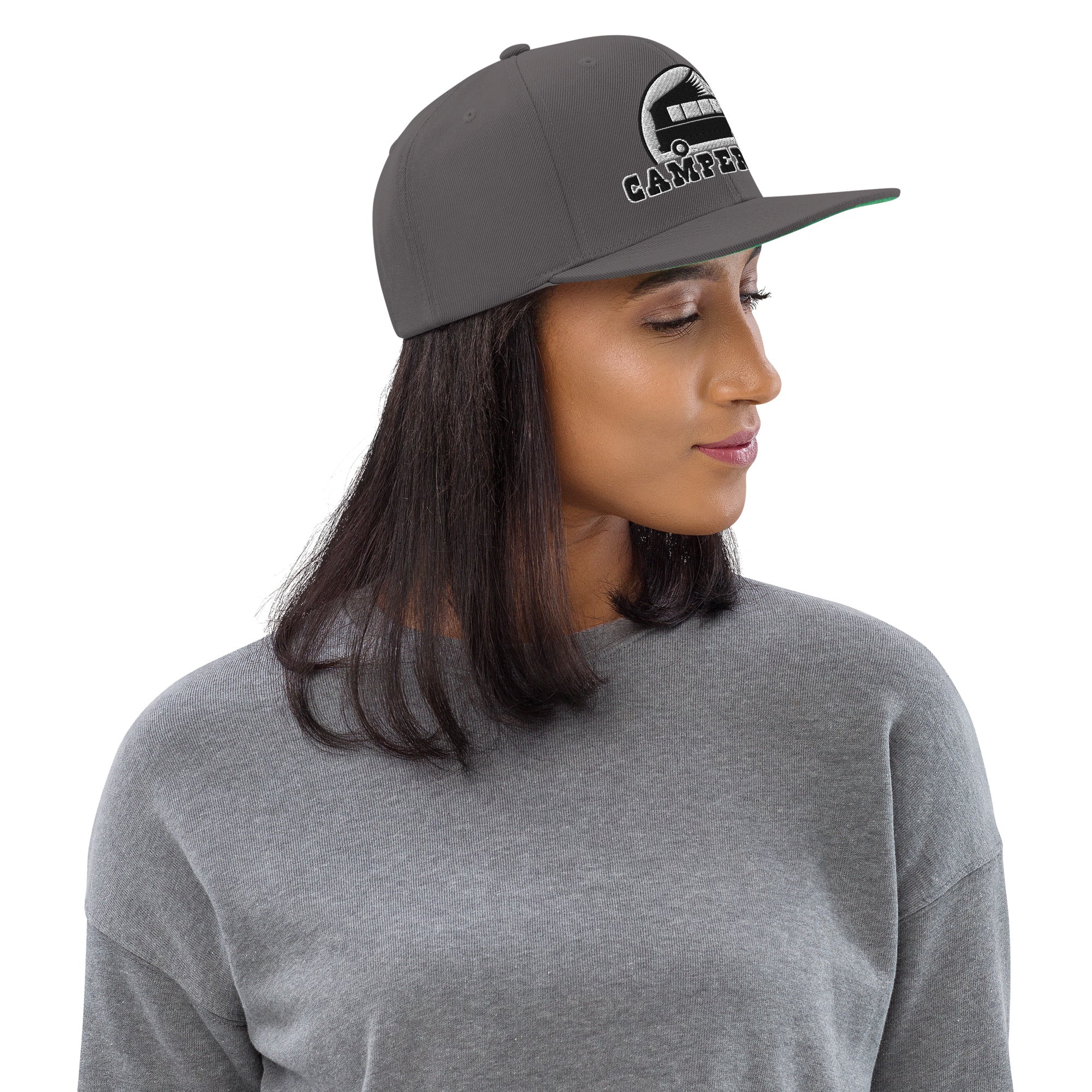 Two-Tone Snapback Wool Blend Cap Camperfan white/black