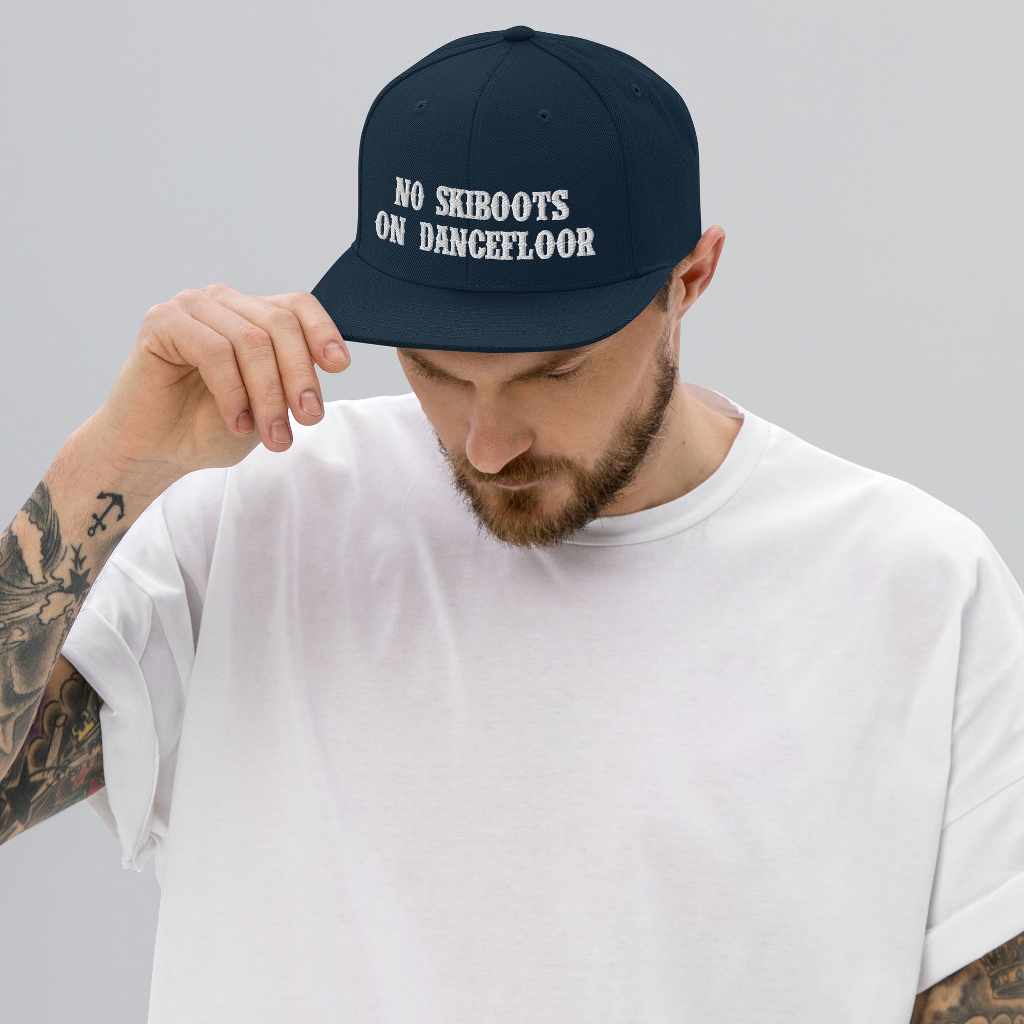 Snapback Wool Blend Cap No Skiboots on Dancefloor White