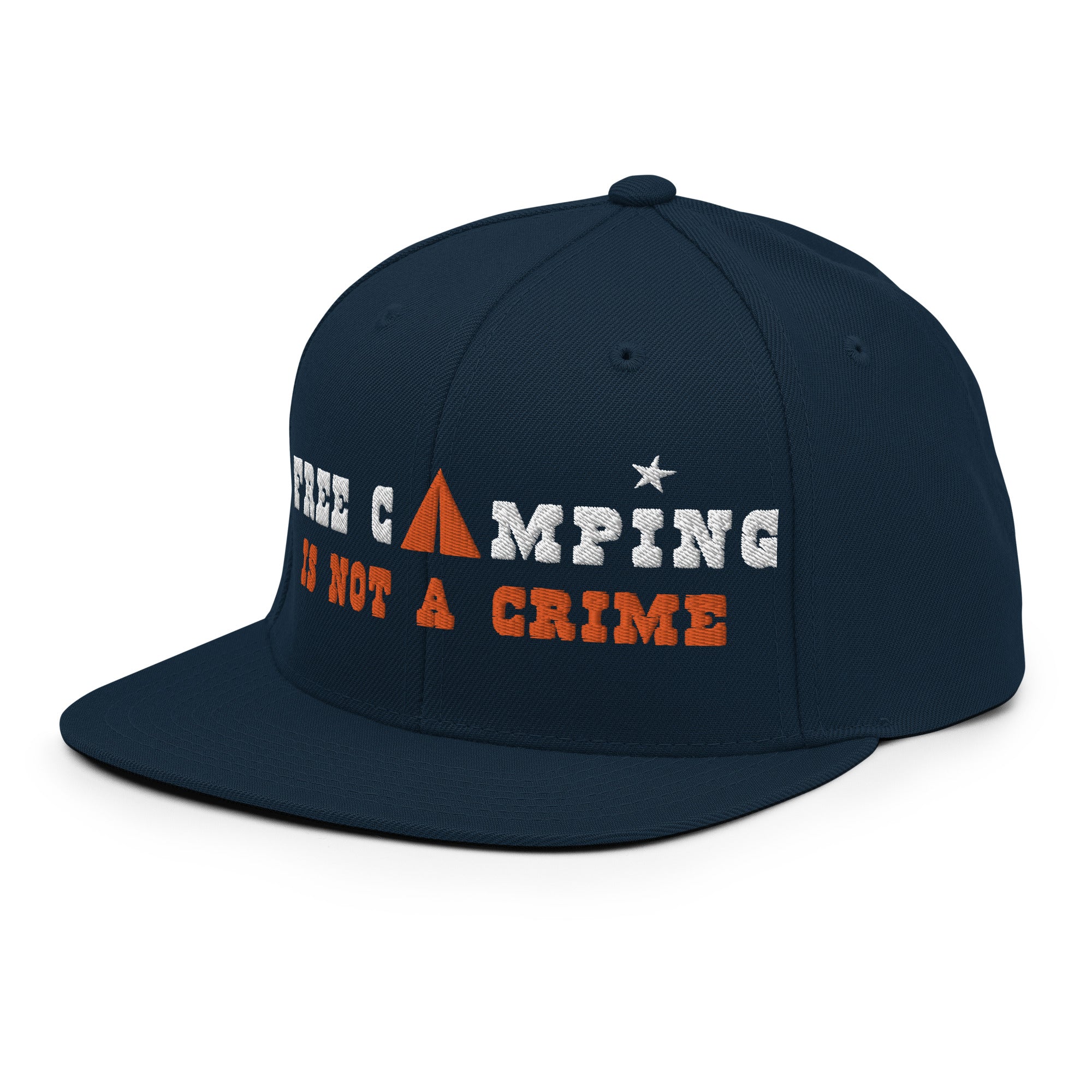 Snapback Wool Blend Cap Free camping is not a crime white/orange