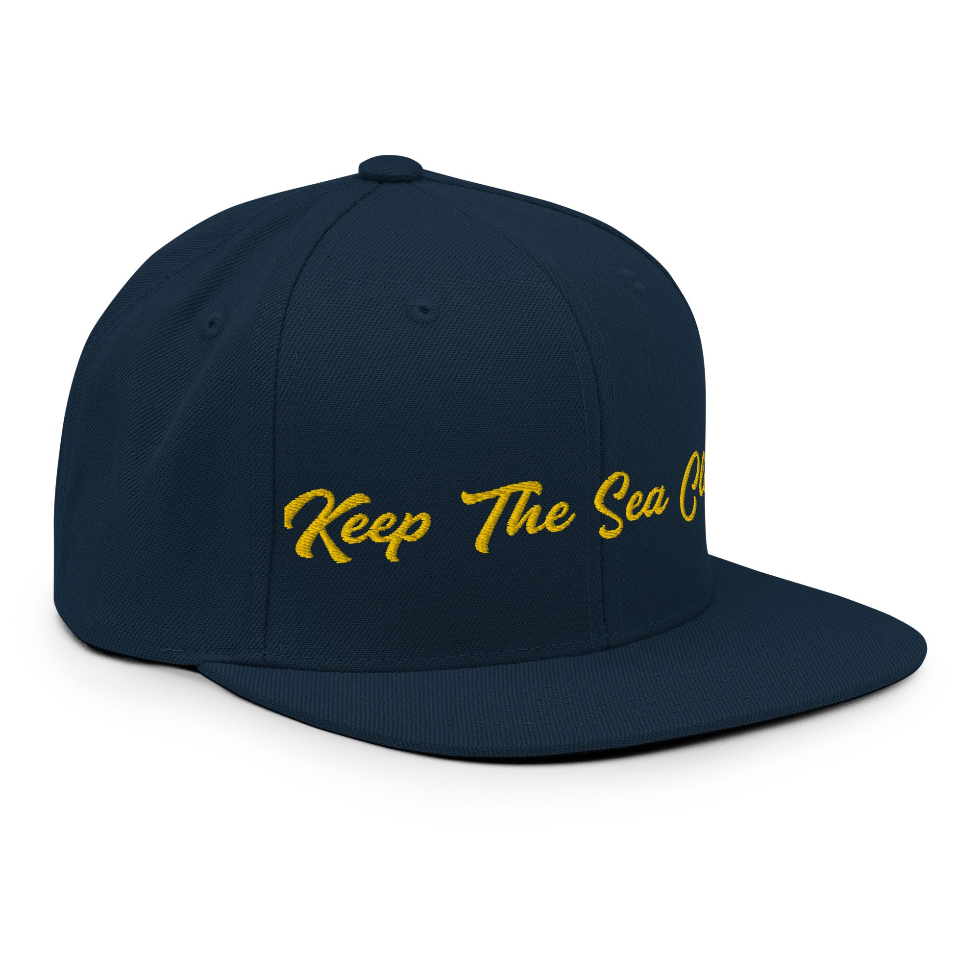 Snapback Wool Blend Cap Keep The Sea Clean Gold